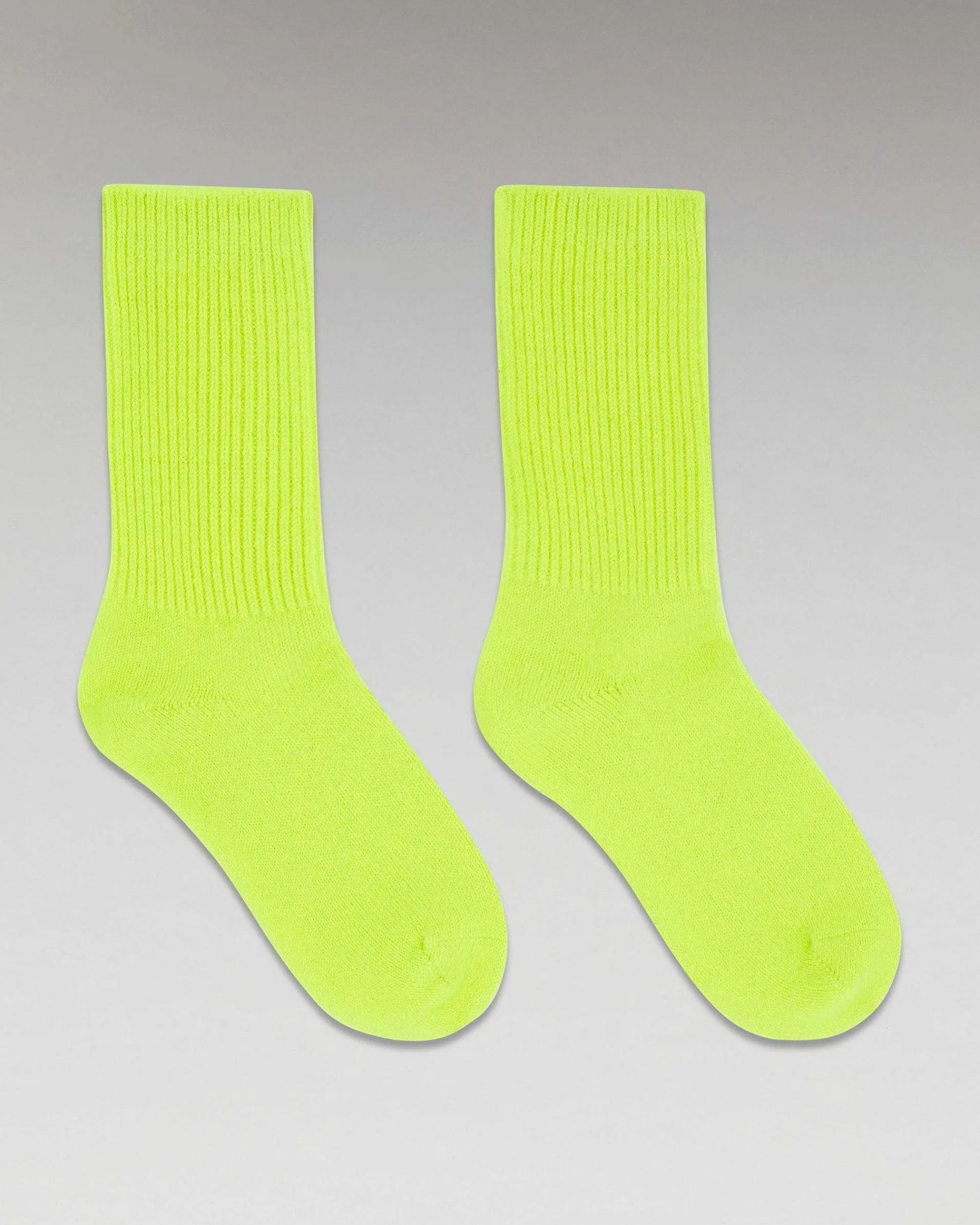 Best Sale FROM FUTURE Chaussettes Mi-Hautes A Cotes Jaune Fluo