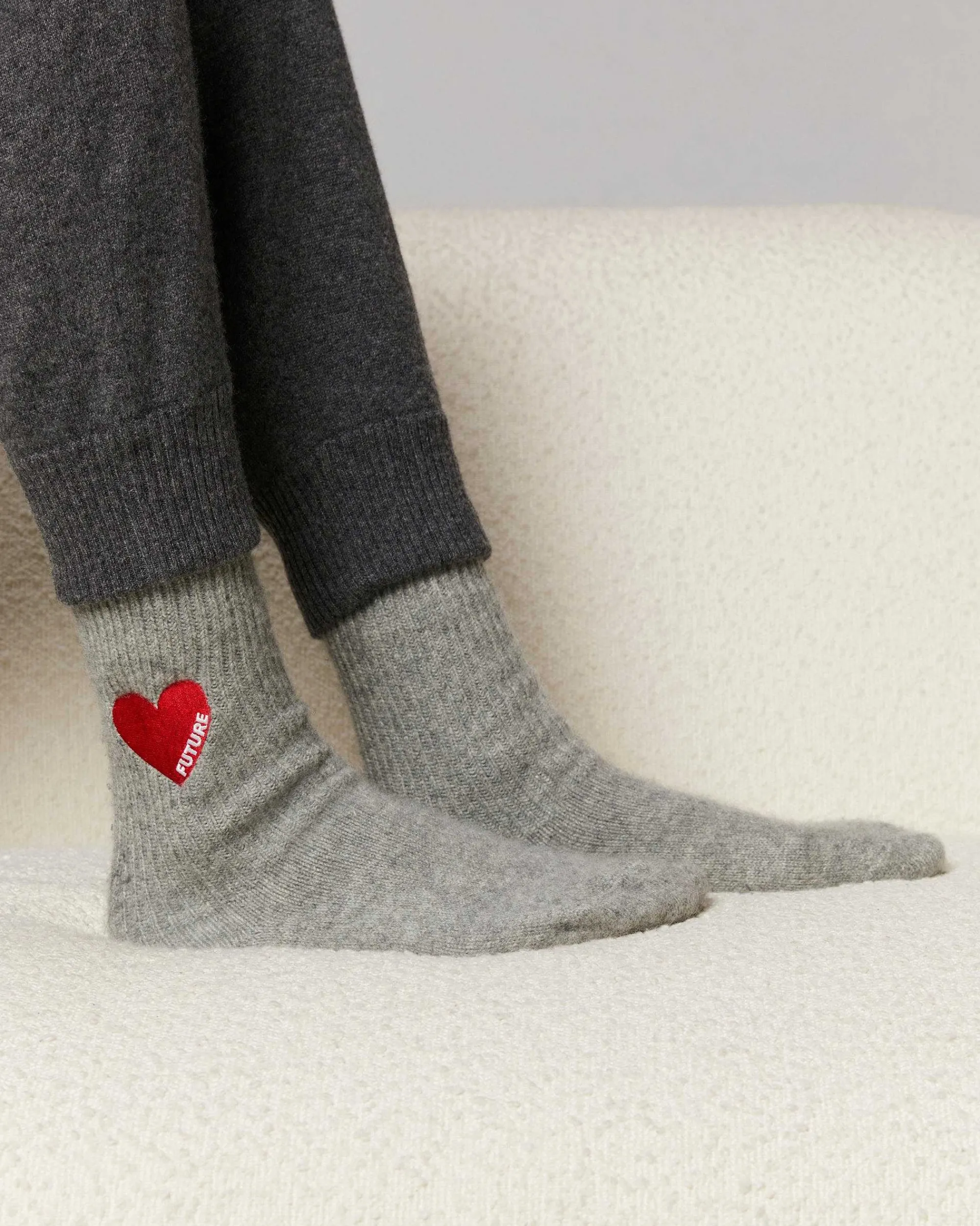 Flash Sale FROM FUTURE Chaussettes Mi-Hautes Coeur Gris Chine Fonce