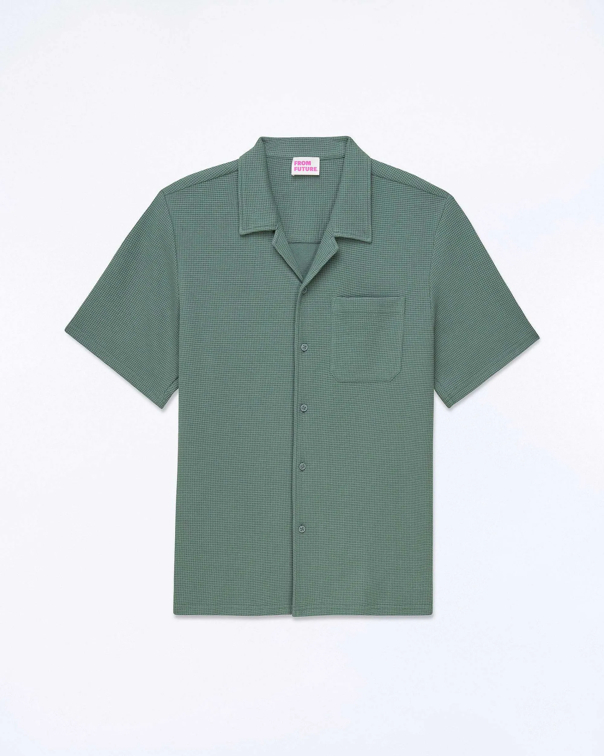 Best FROM FUTURE Chemise Manches Courtes Popeline Washed Green