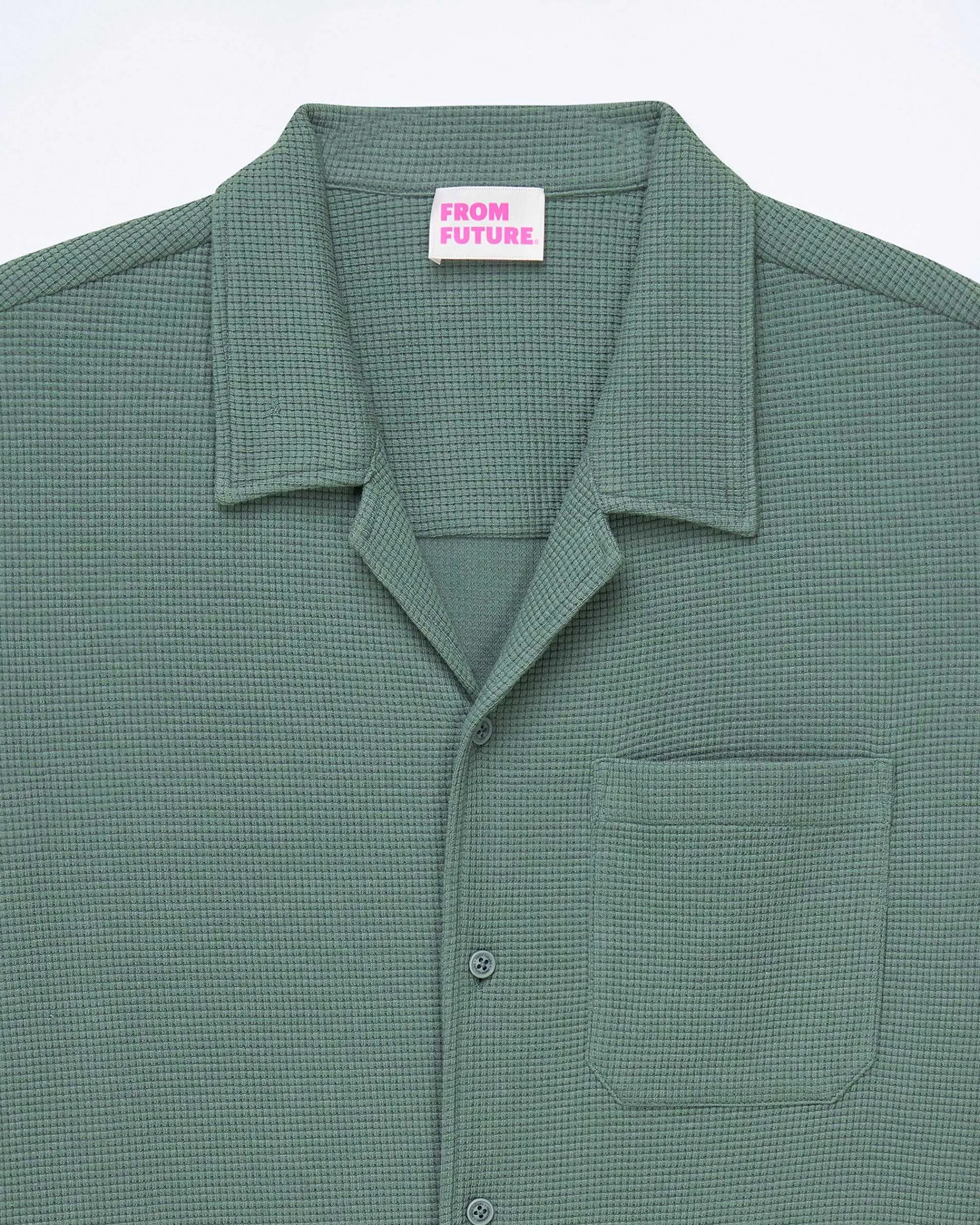 Best FROM FUTURE Chemise Manches Courtes Popeline Washed Green