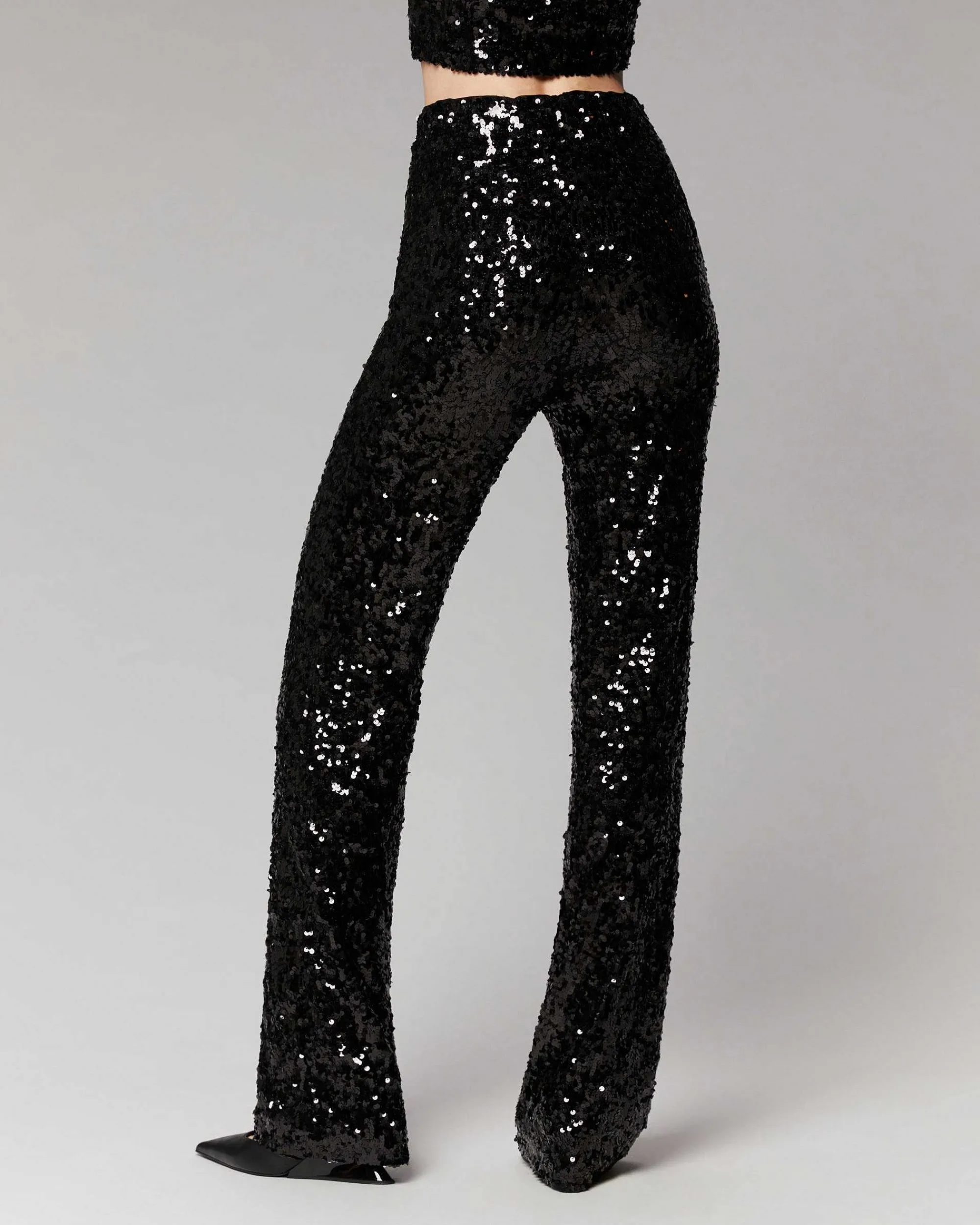 Sale FROM FUTURE Pantalon Flare A Sequins Noir