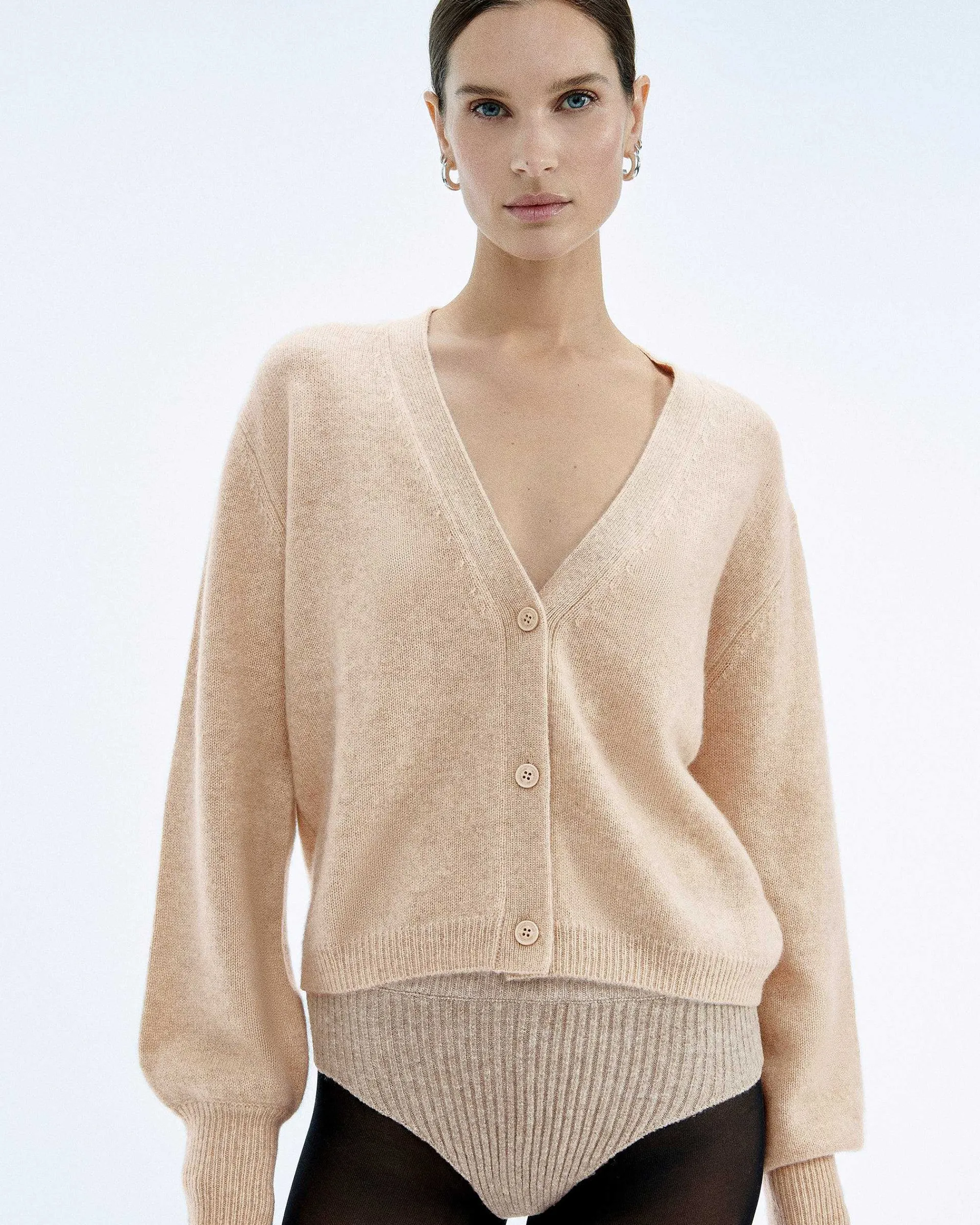 Hot FROM FUTURE Pull Cardigan Beige Chine