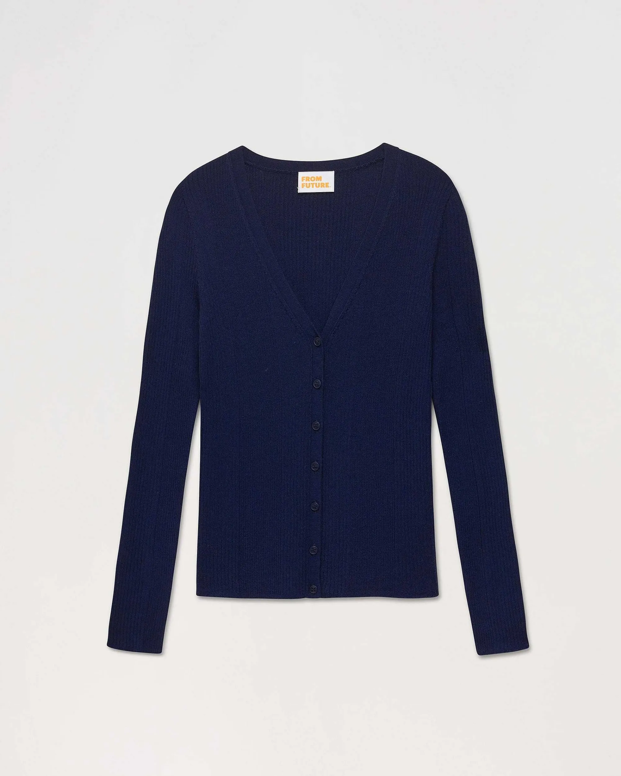 Shop FROM FUTURE Pull Cardigan A Cotes Navy