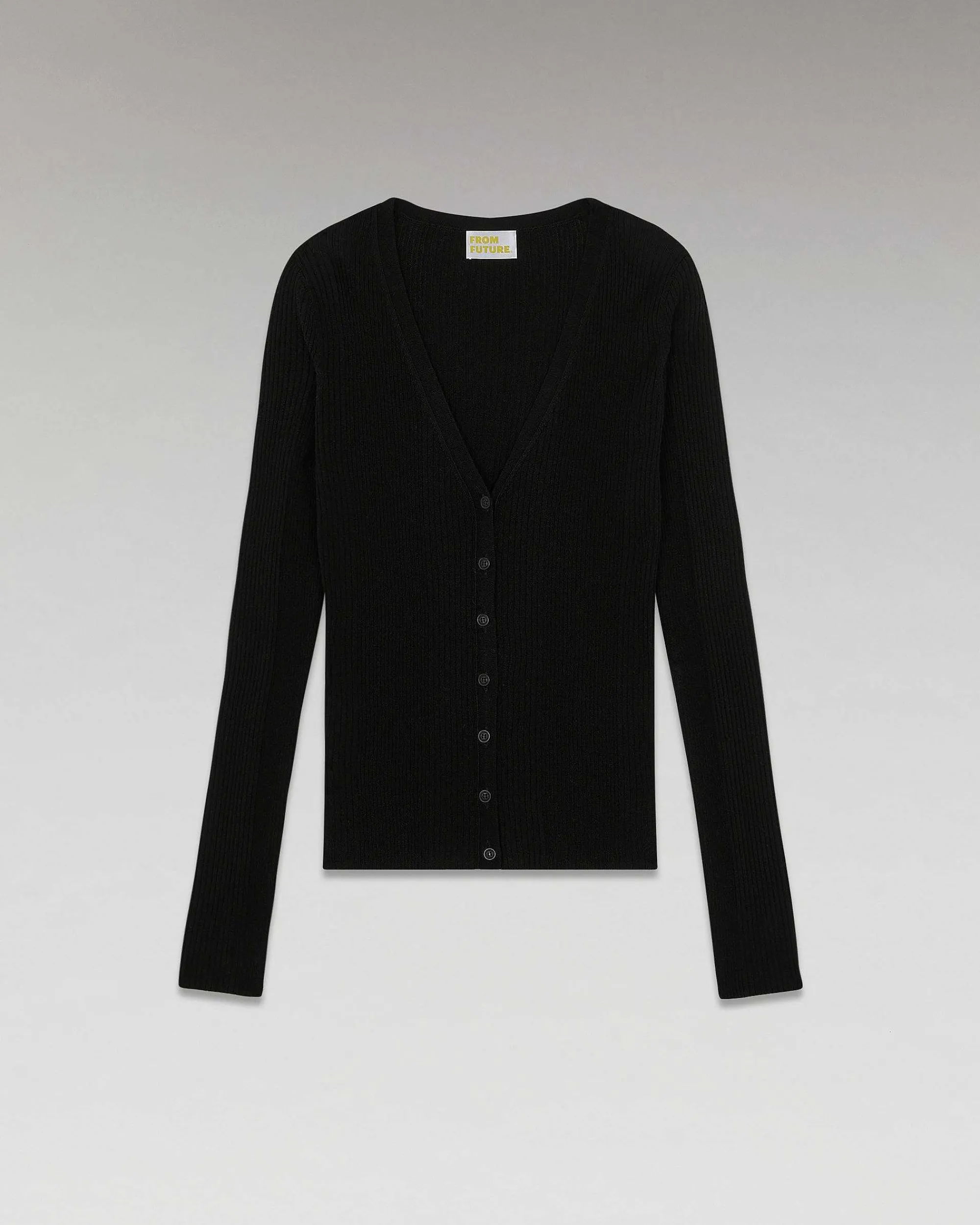 Sale FROM FUTURE Pull Cardigan A Cotes Noir