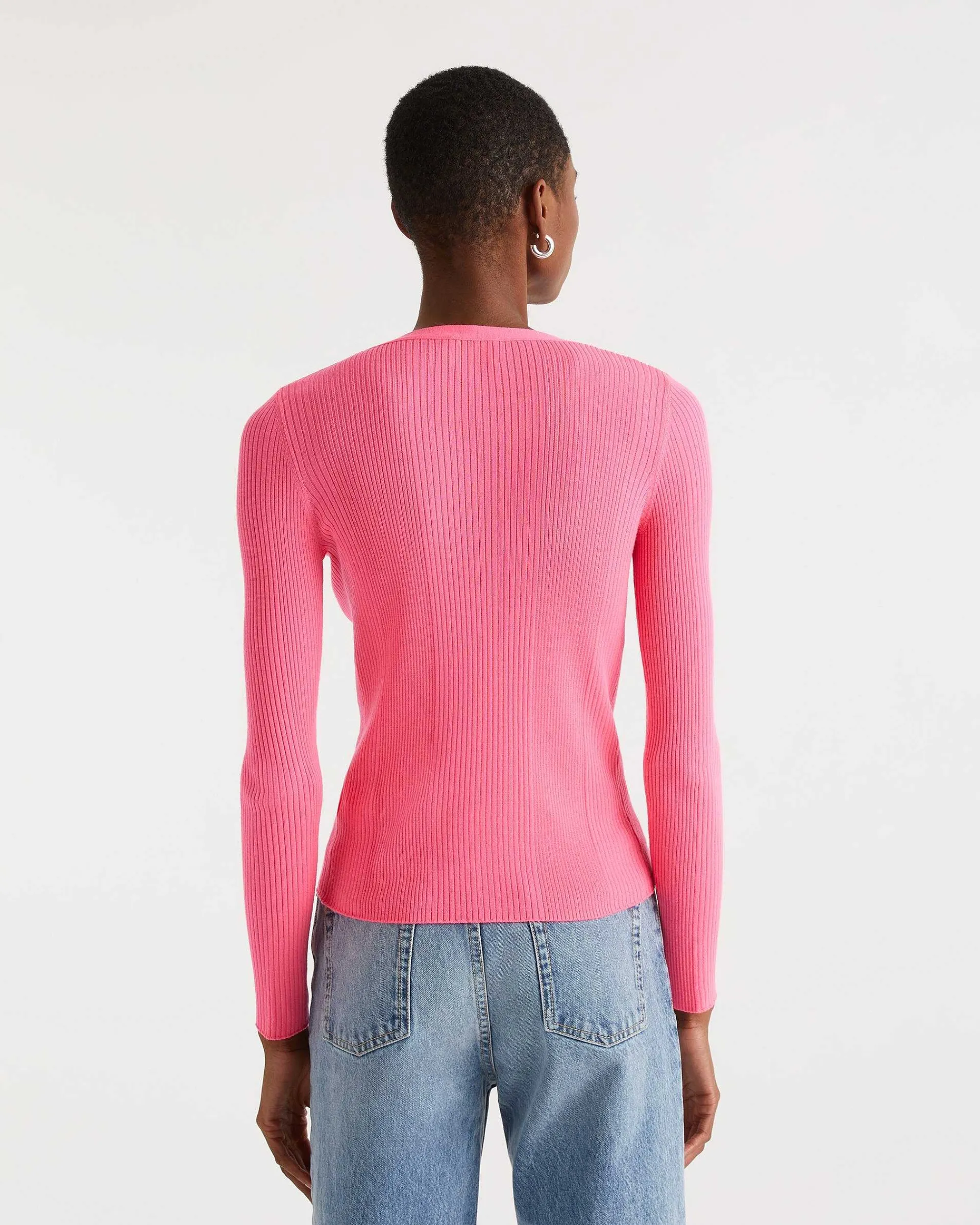 Shop FROM FUTURE Pull Cardigan A Cotes Holiday Pink