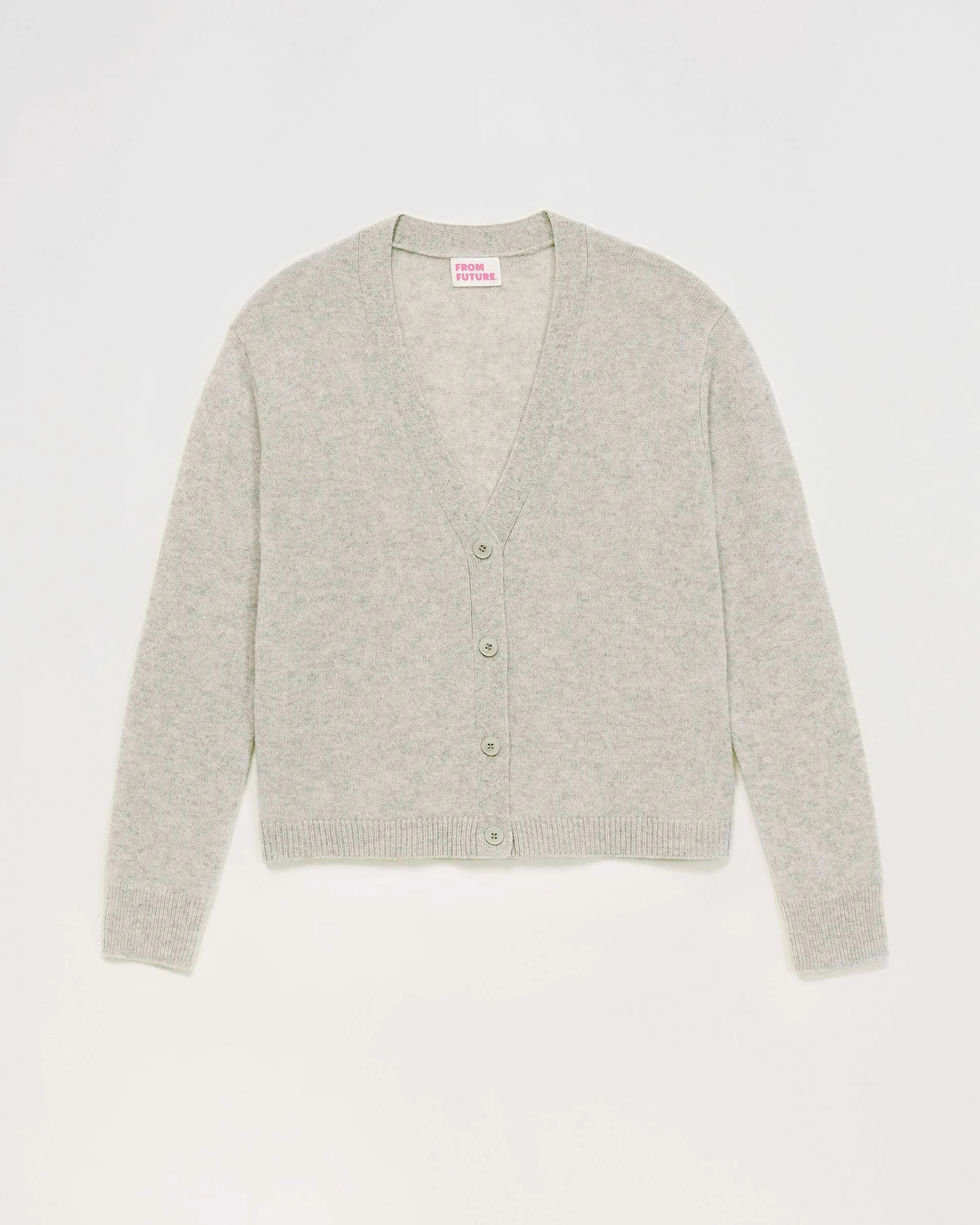 New FROM FUTURE Pull Cardigan Basique Leger Gris Chine Clair