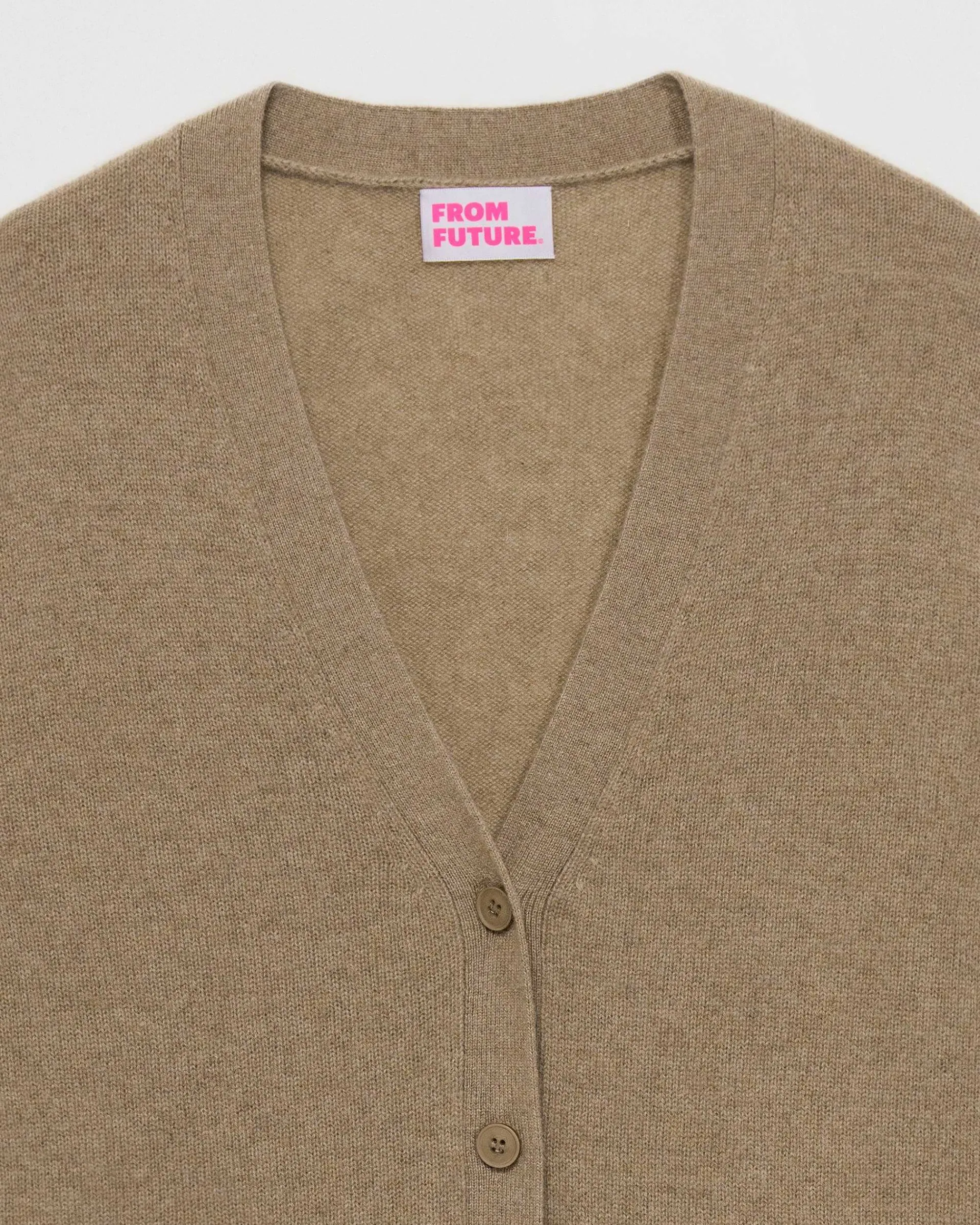 Online FROM FUTURE Pull Cardigan Basique Leger Taupe