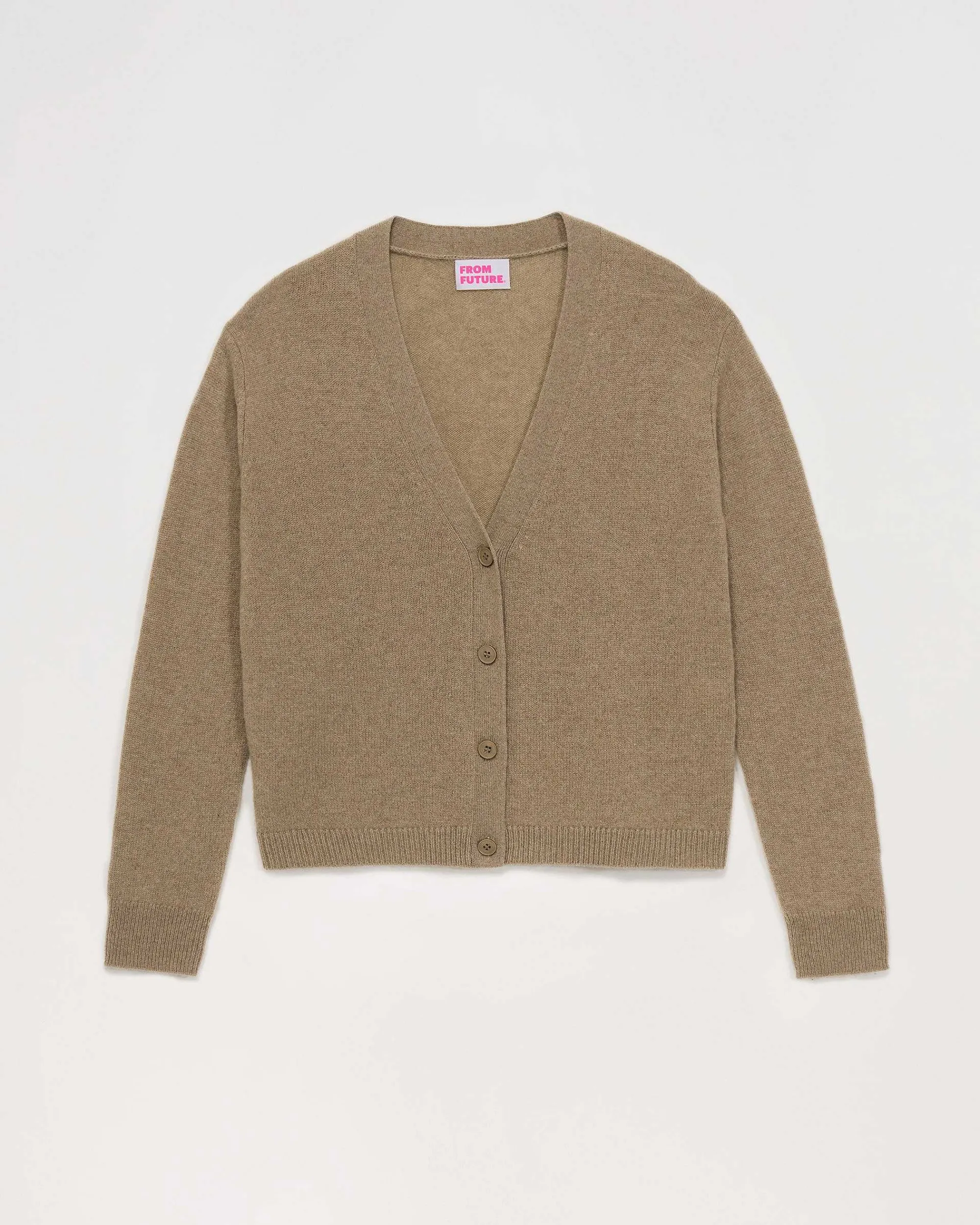 Shop FROM FUTURE Pull Cardigan Basique Leger Taupe