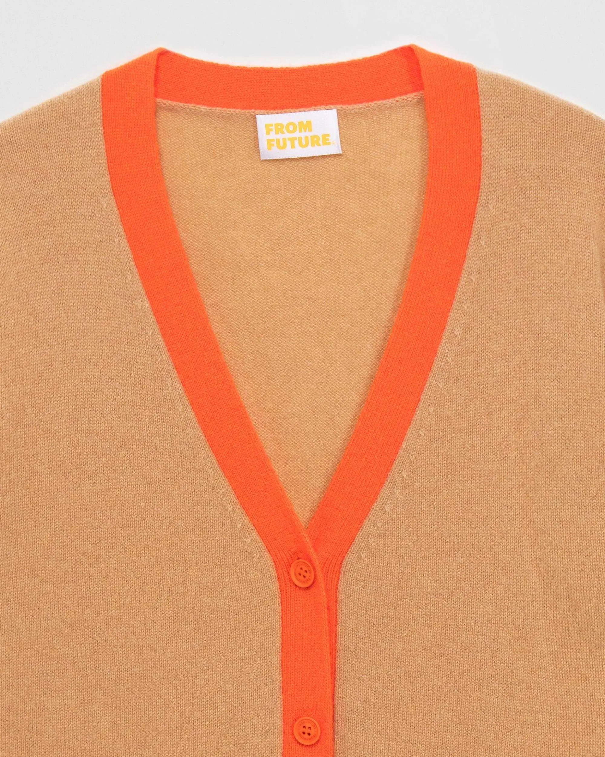 Cheap FROM FUTURE Pull Cardigan Bicolore Leger Camel