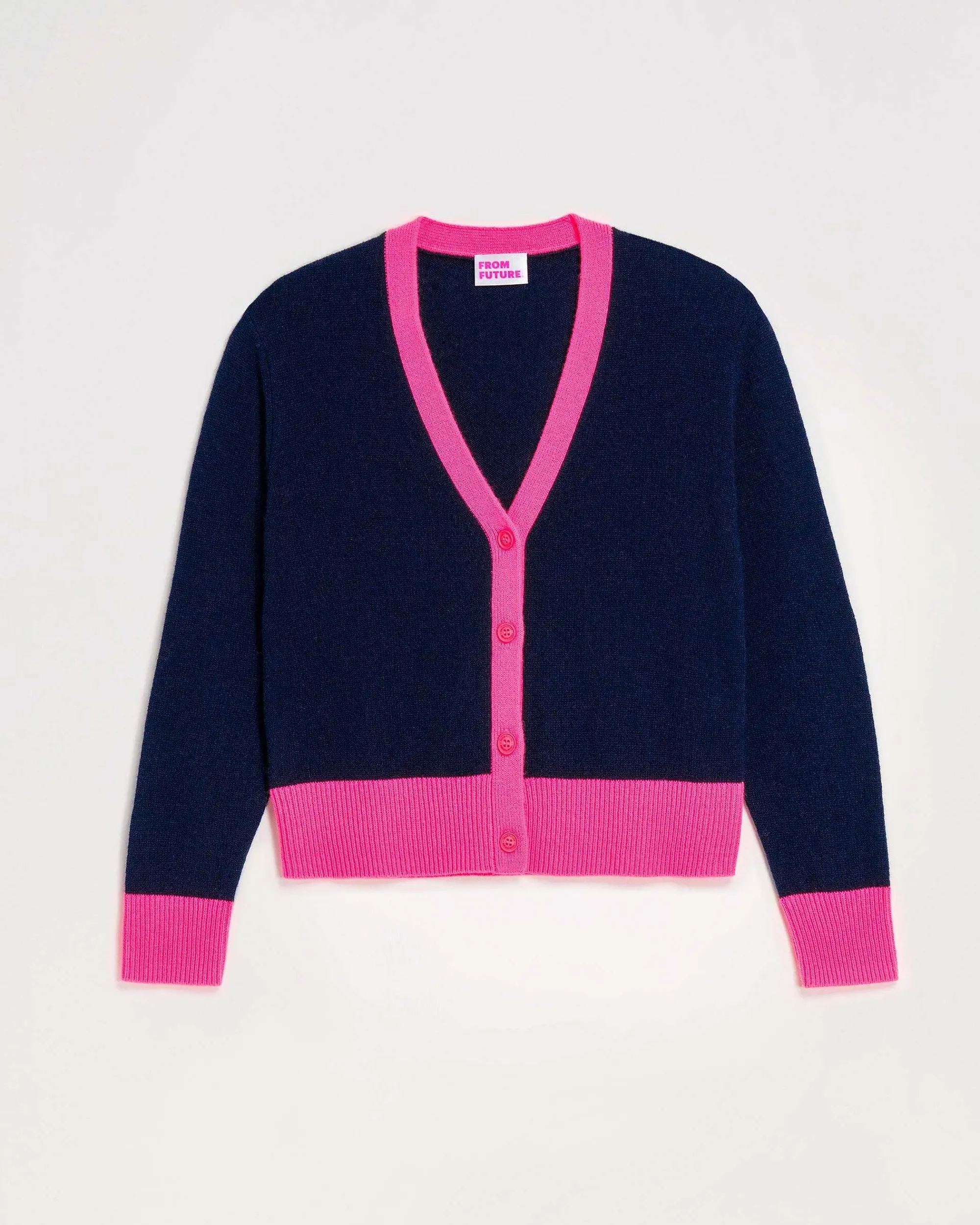 Cheap FROM FUTURE Pull Cardigan Bicolore Leger Navy