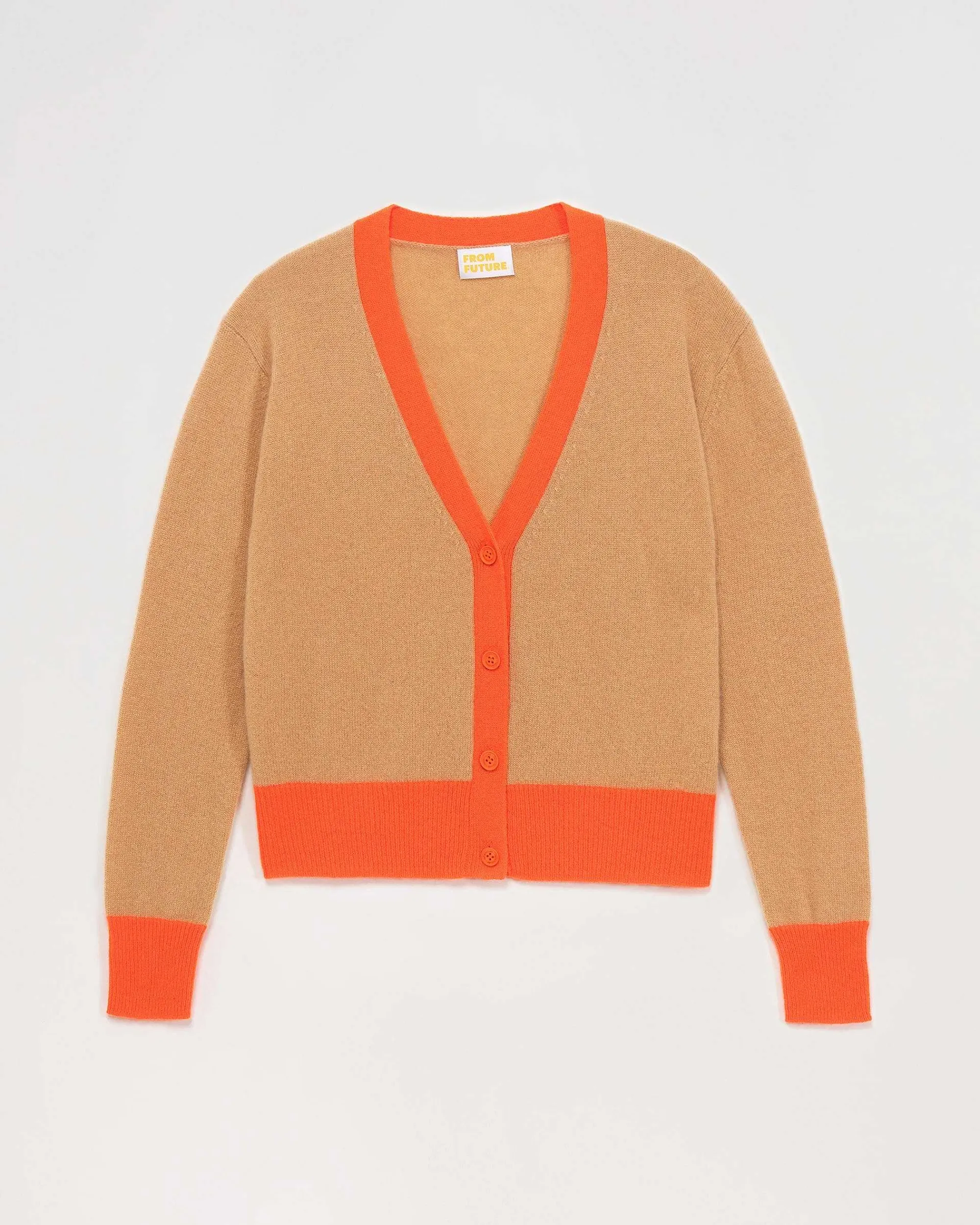 Store FROM FUTURE Pull Cardigan Bicolore Leger Camel