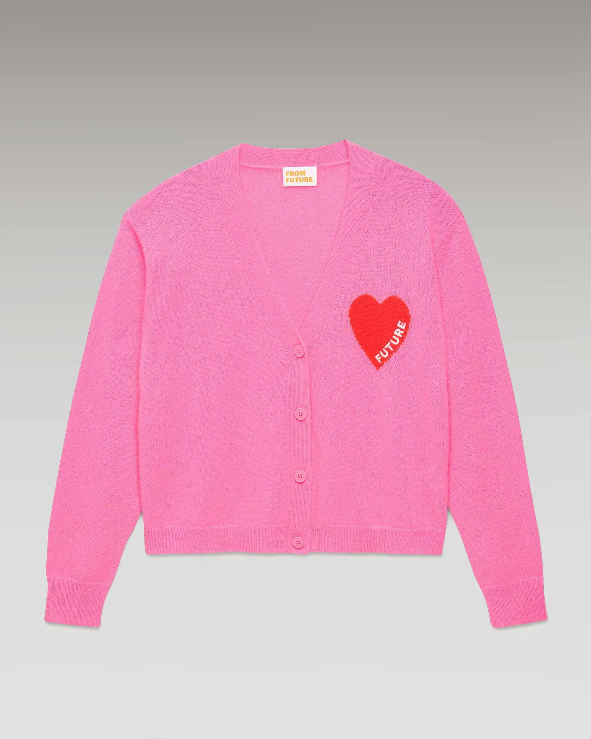 New FROM FUTURE Pull Cardigan Coeur Leger Party Pink