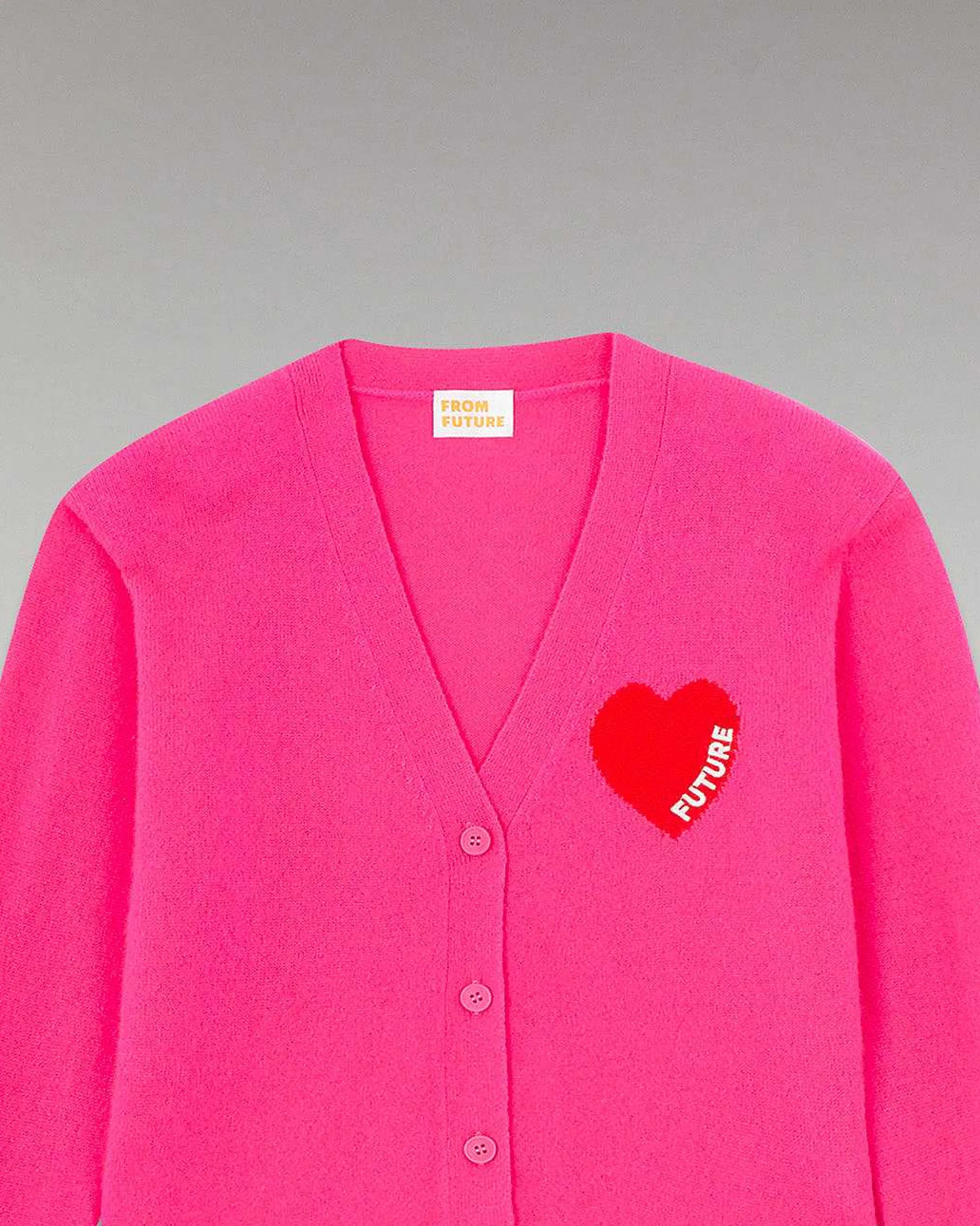 Shop FROM FUTURE Pull Cardigan Coeur Leger Winter Fuschia