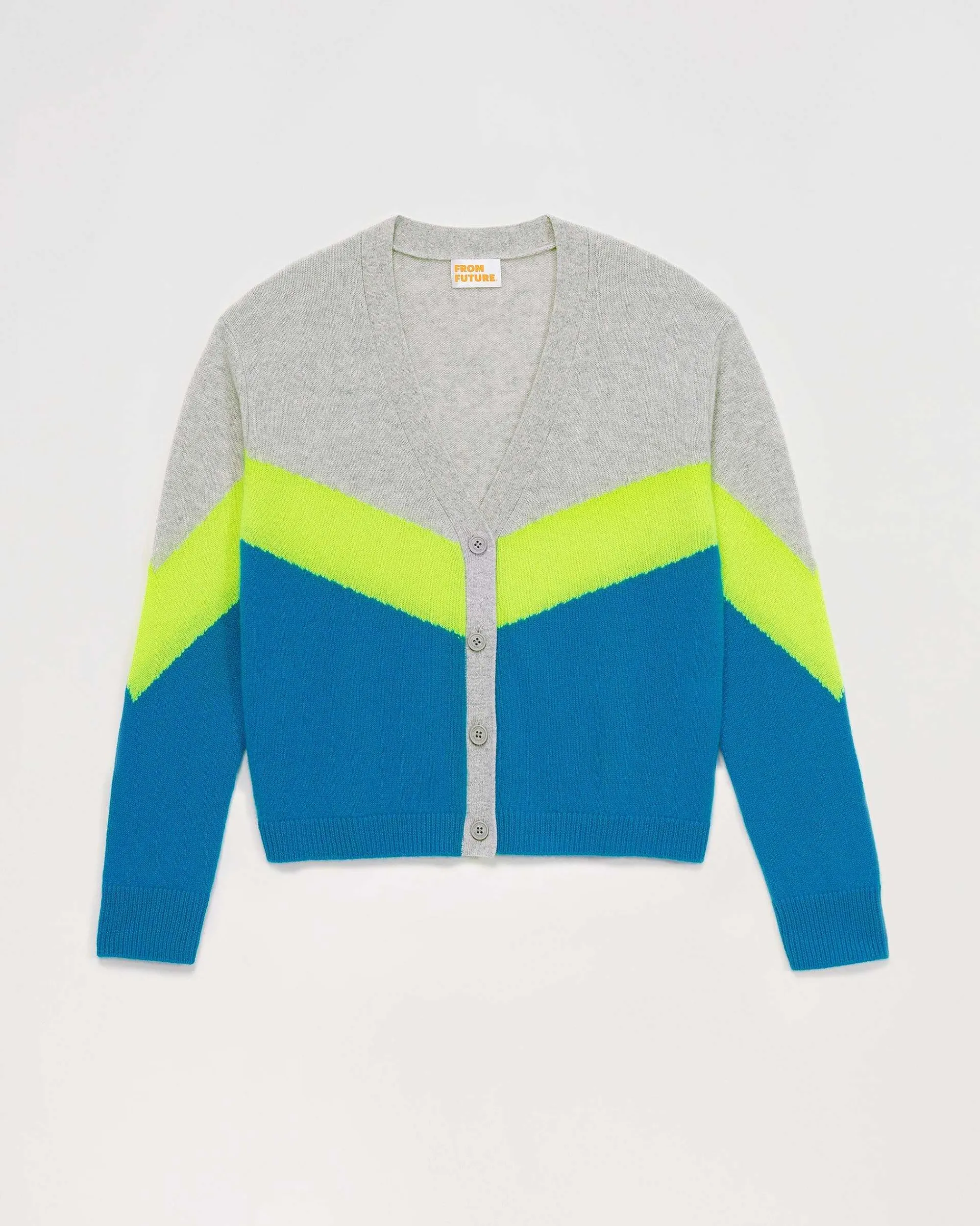 Shop FROM FUTURE Pull Cardigan Tricolore Leger Power Blue