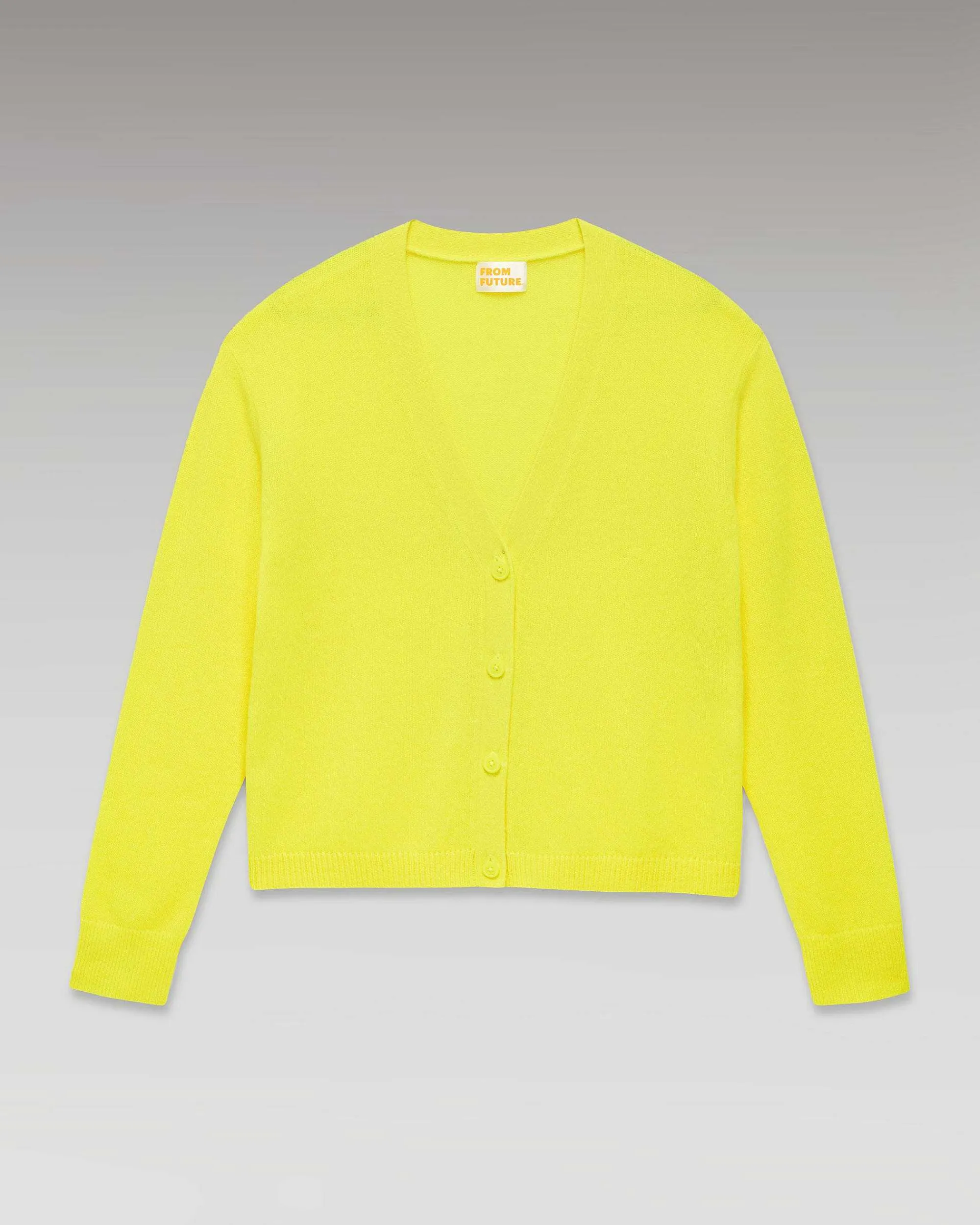 Store FROM FUTURE Pull Cardigan Uni Light Jaune Fluo