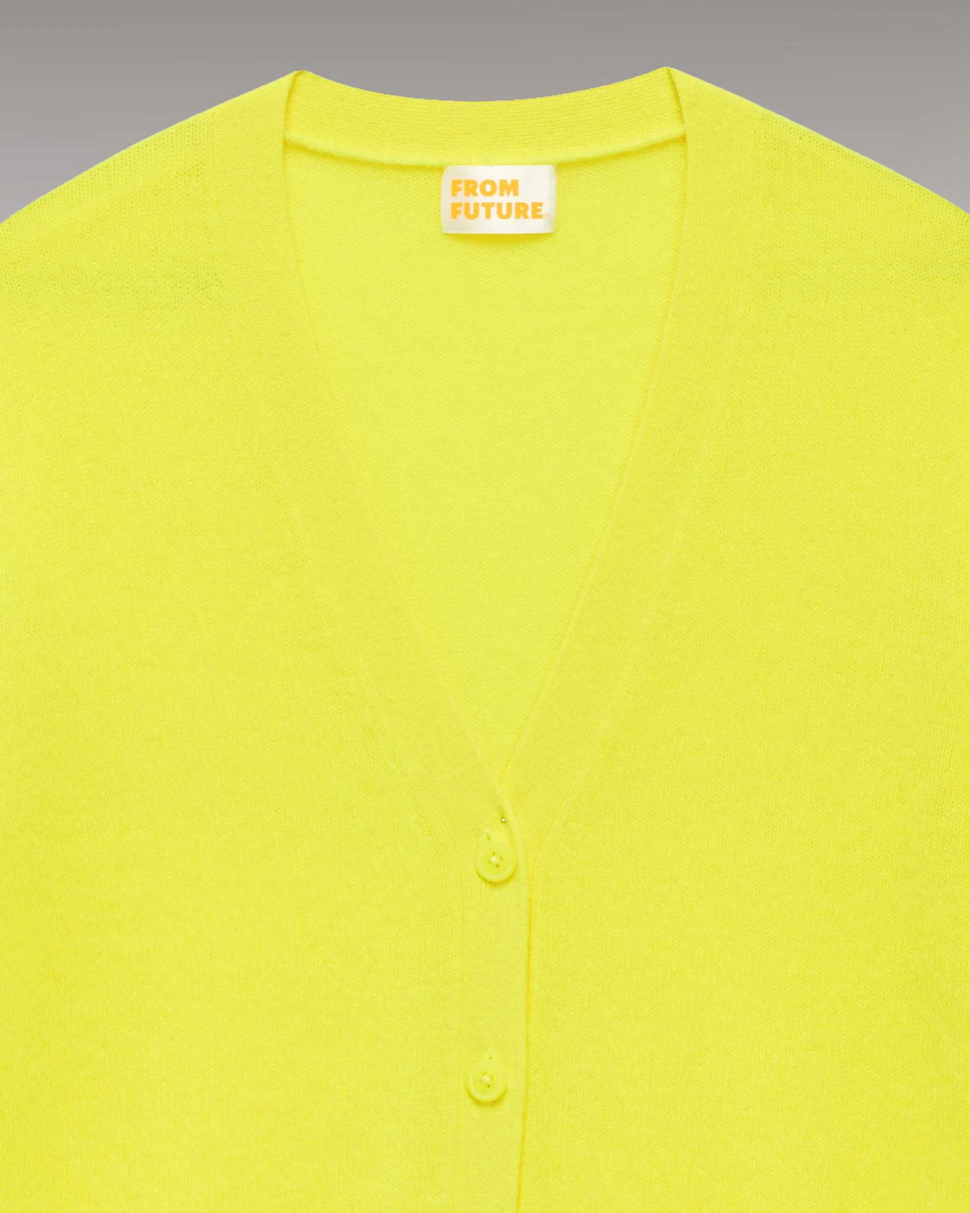 Store FROM FUTURE Pull Cardigan Uni Light Jaune Fluo