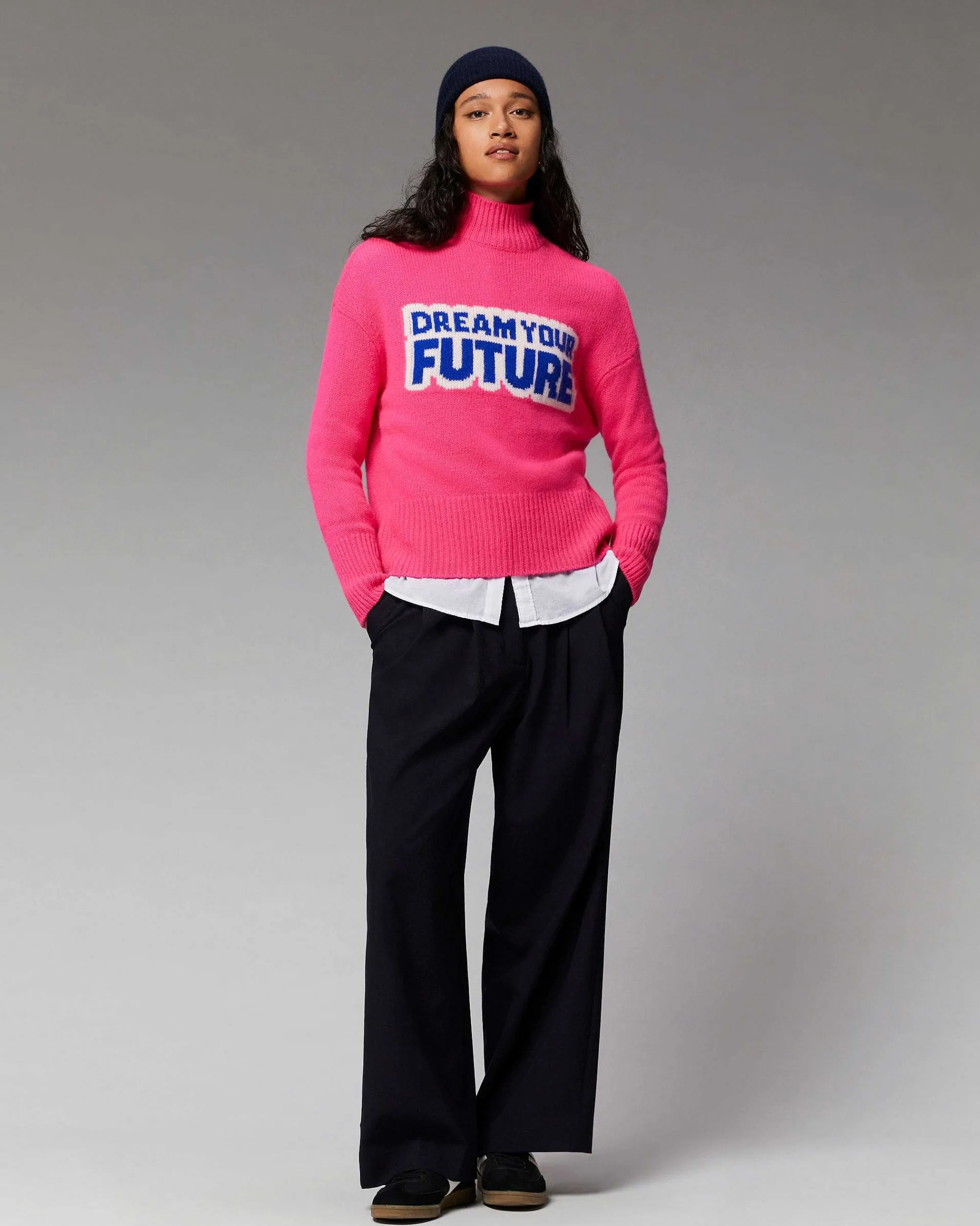 Online FROM FUTURE Pull Col Montant Dream Your Future Navy