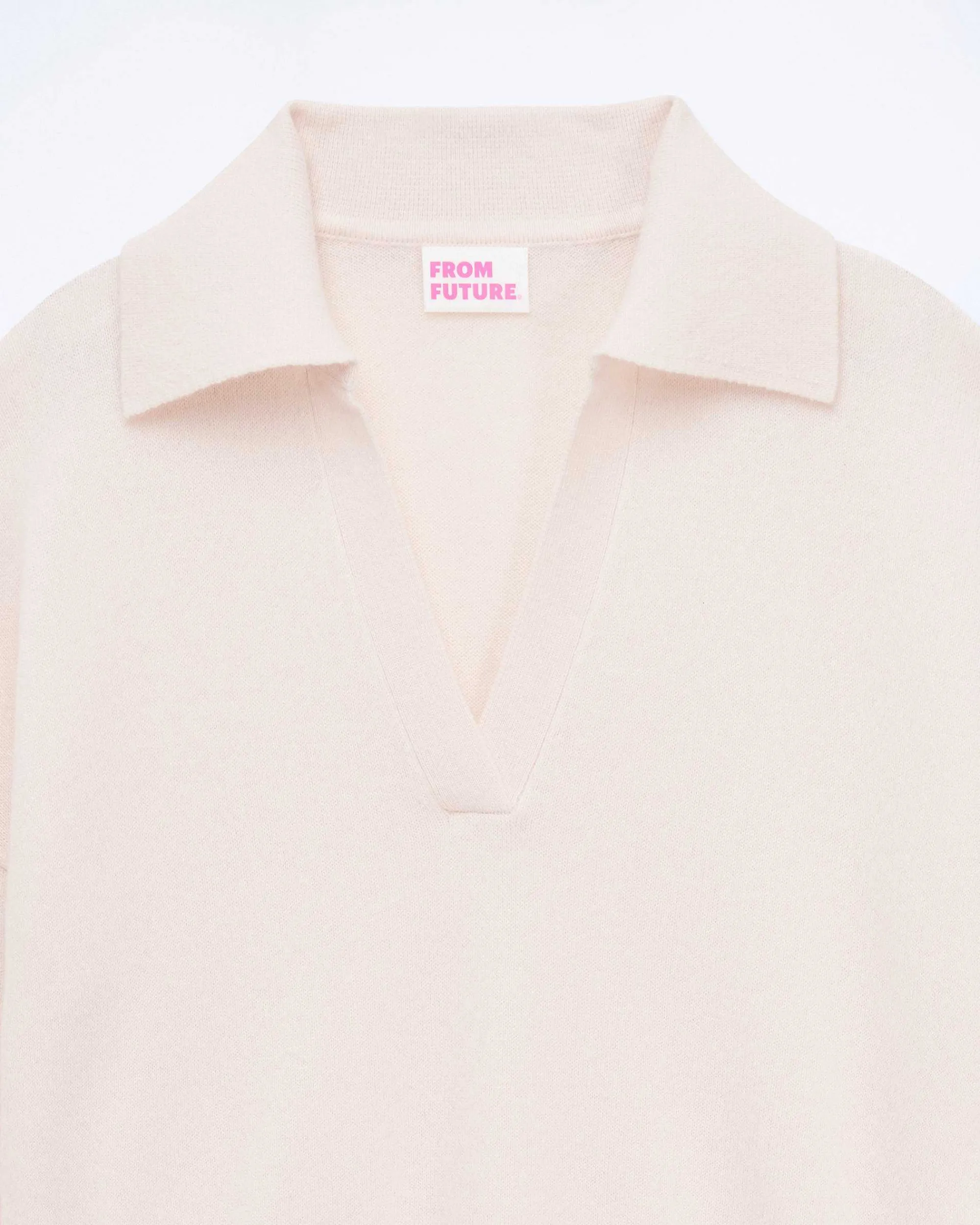 New FROM FUTURE Pull Col Polo Basique Baby Pink