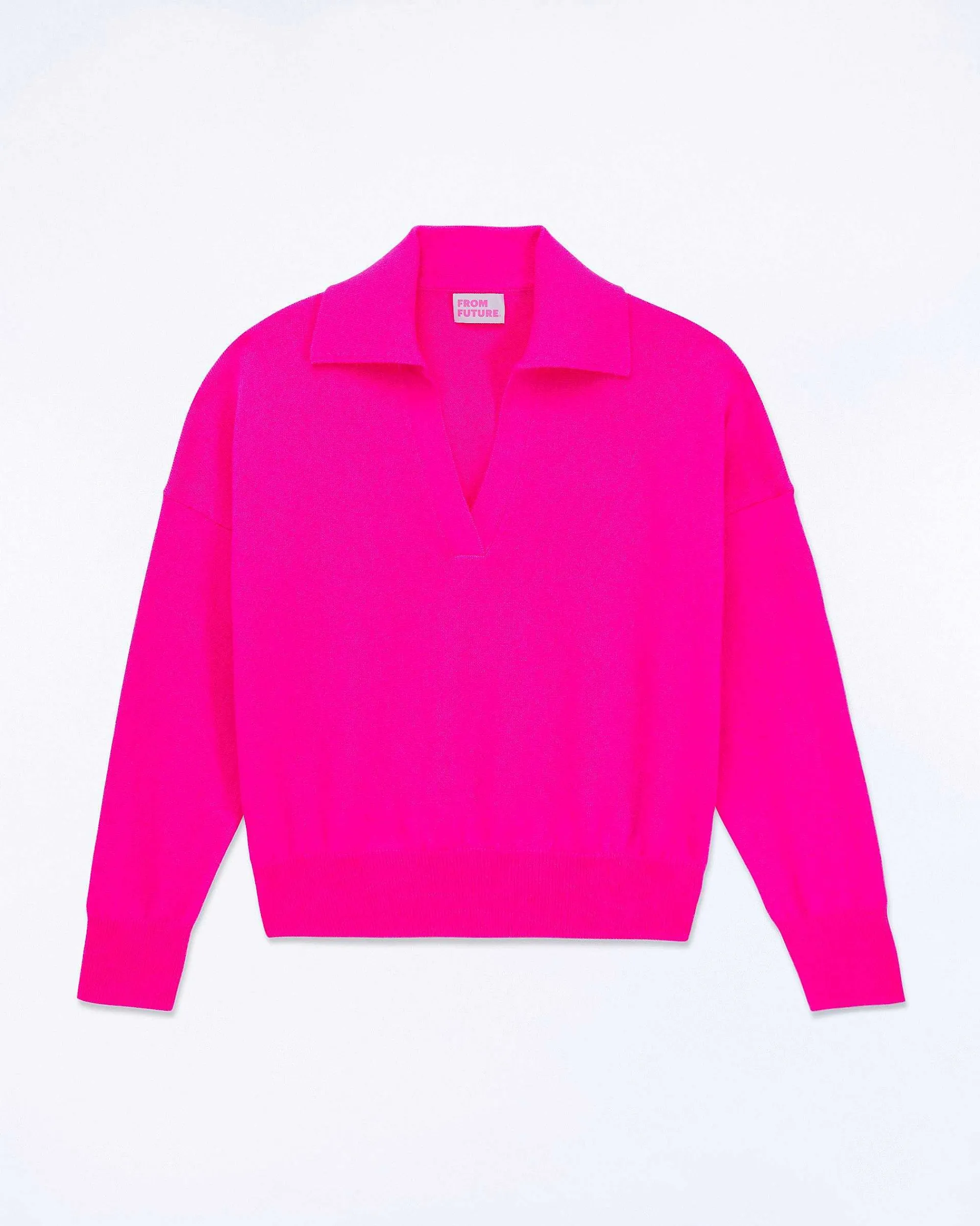 Best FROM FUTURE Pull Col Polo Basique Flash Pink