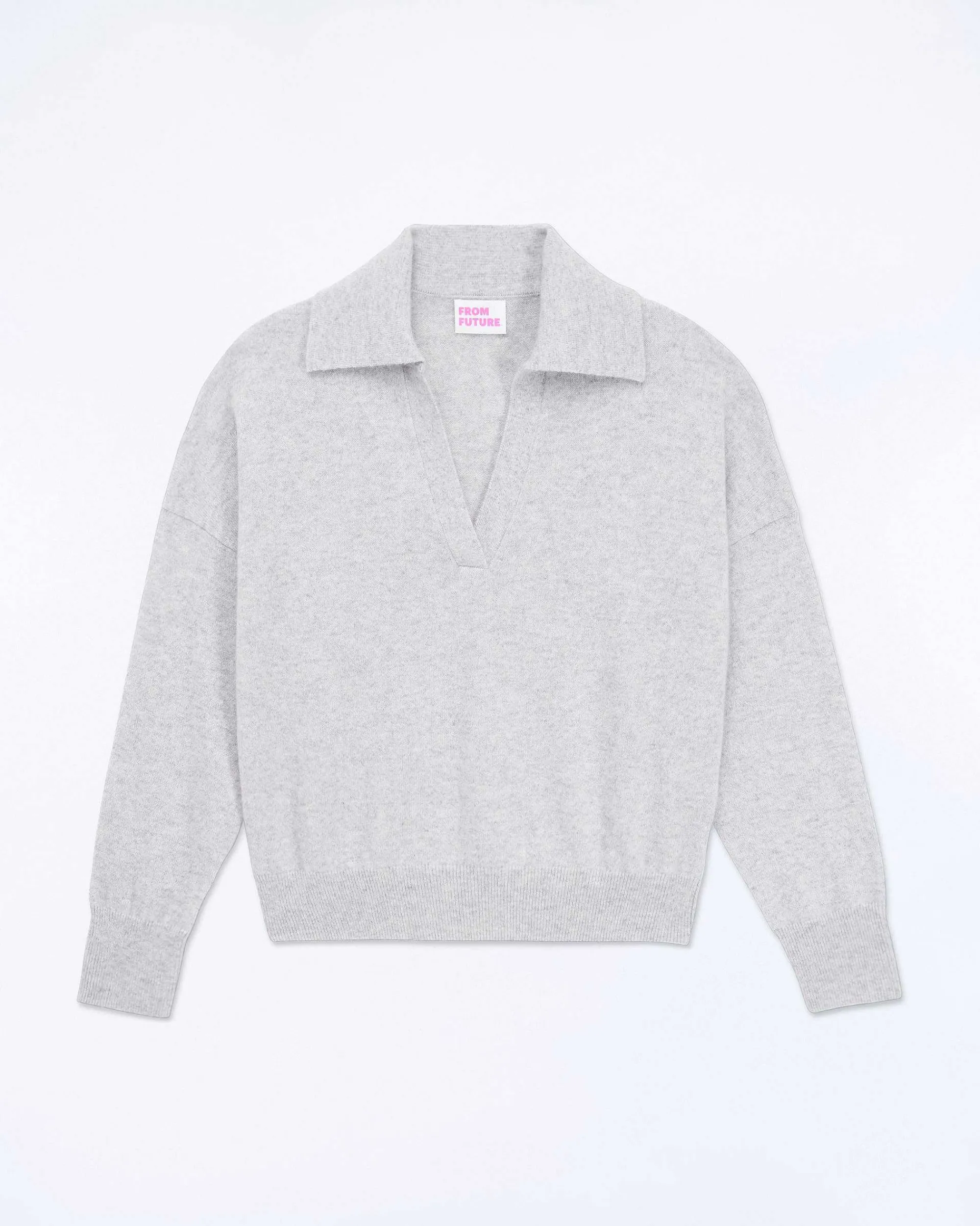 Online FROM FUTURE Pull Col Polo Basique Gris Chine Clair