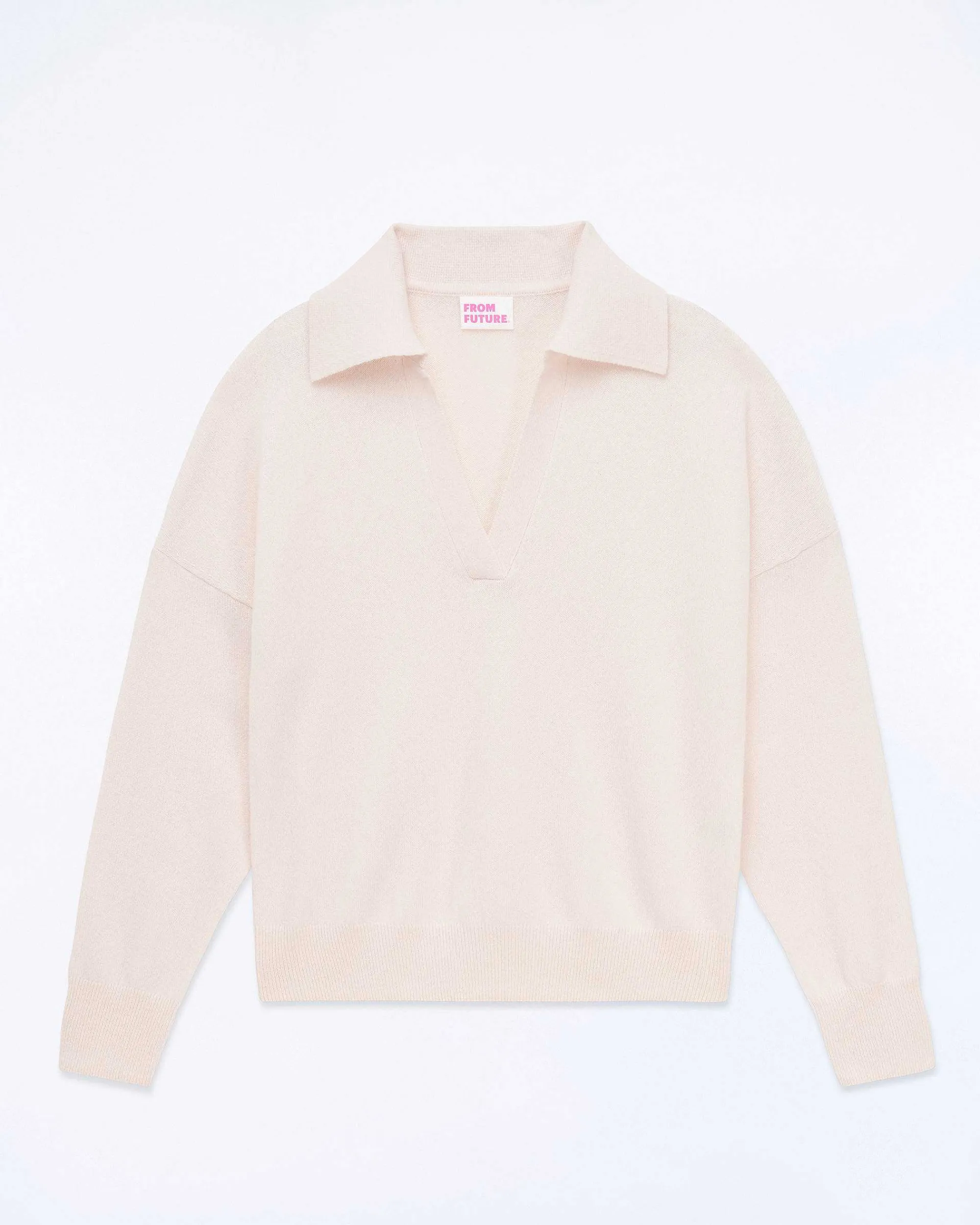 New FROM FUTURE Pull Col Polo Basique Baby Pink