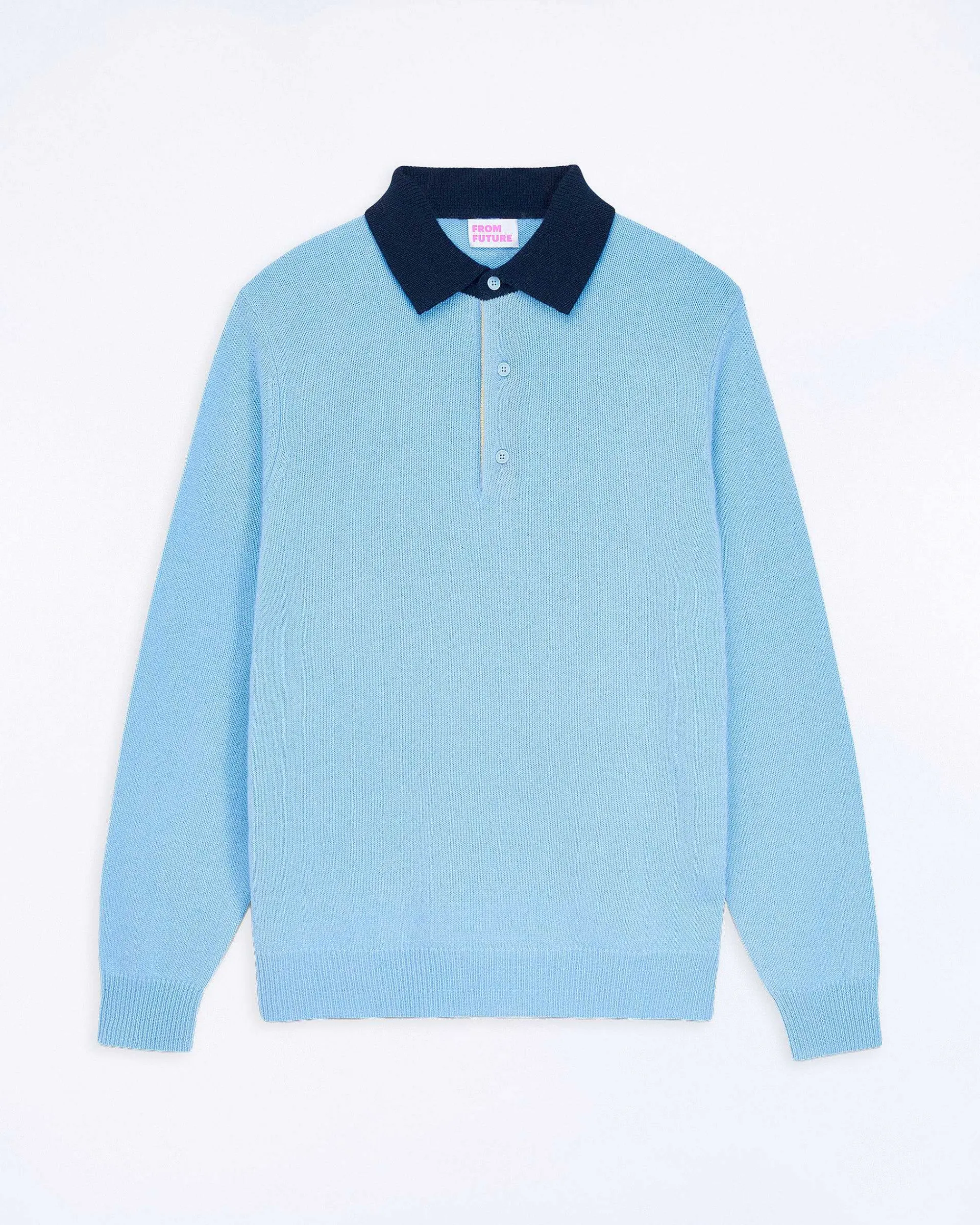 Best FROM FUTURE Pull Col Polo Contraste Soft Blue