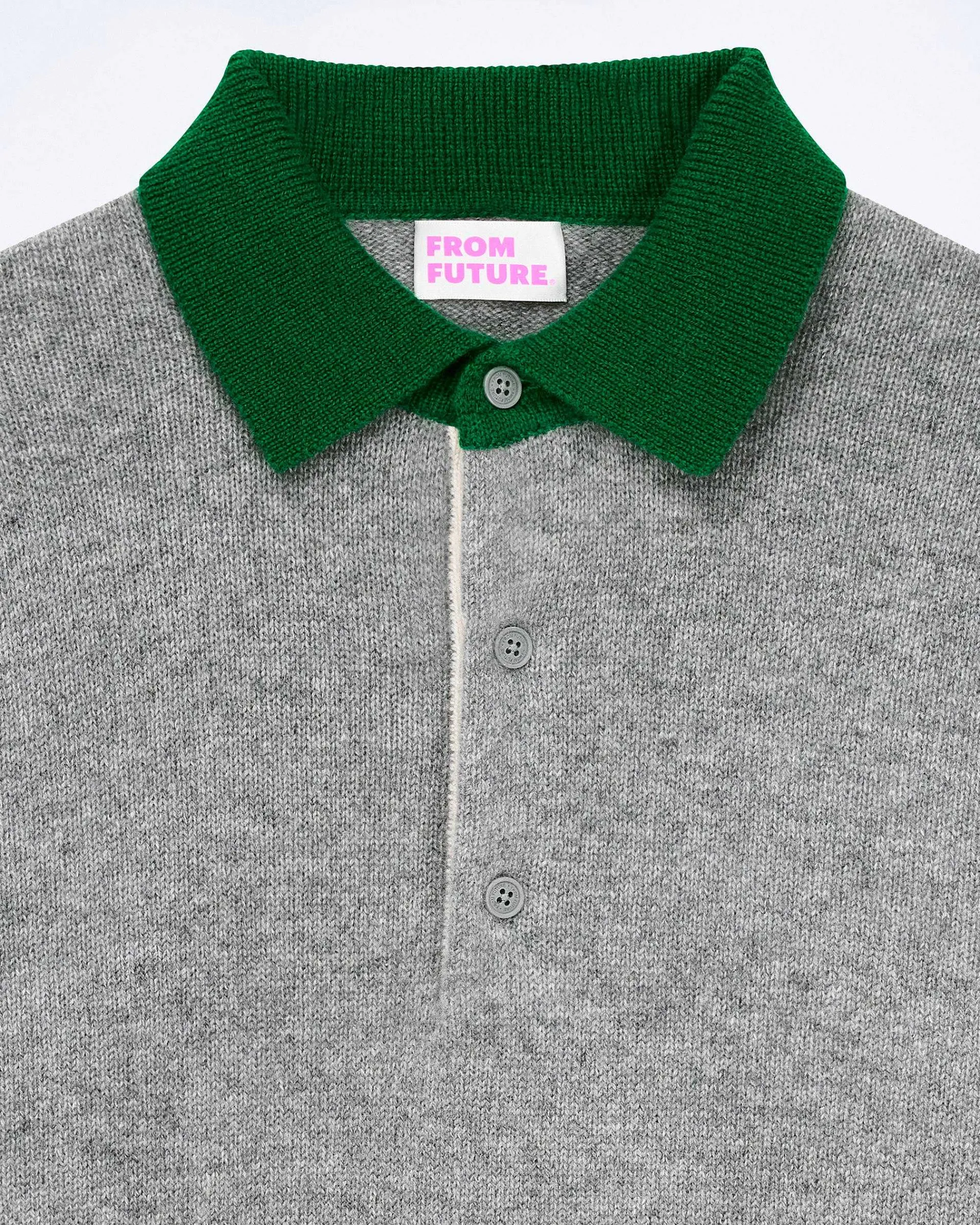 Best Sale FROM FUTURE Pull Col Polo Contraste Gris Chine Fonce