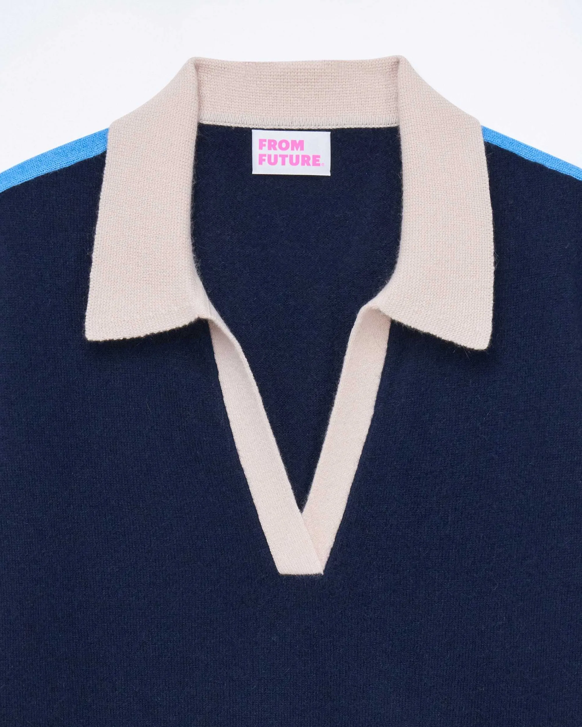 Discount FROM FUTURE Pull Col Polo Manches Courtes Navy