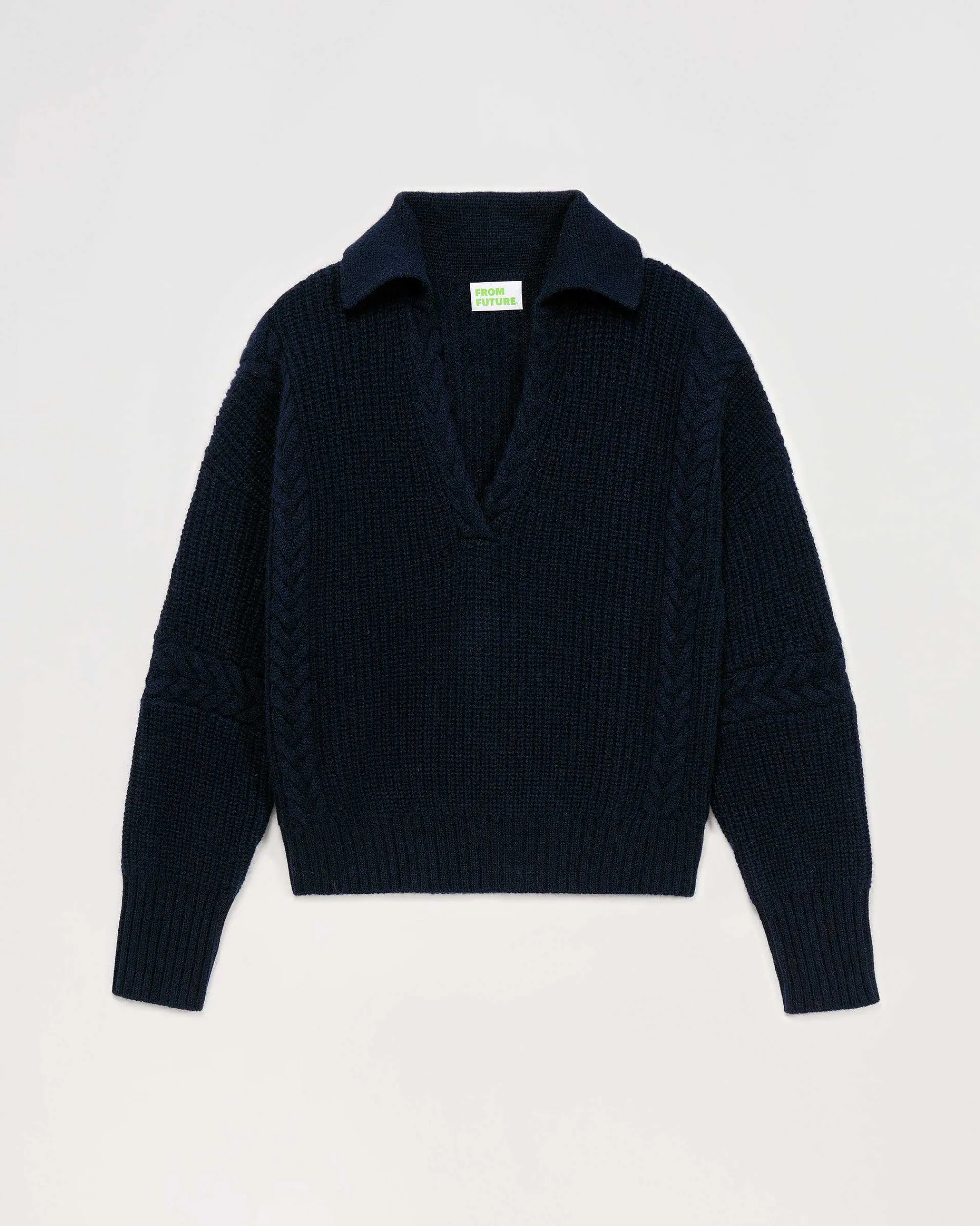 Cheap FROM FUTURE Pull Col Polo Torsades Navy