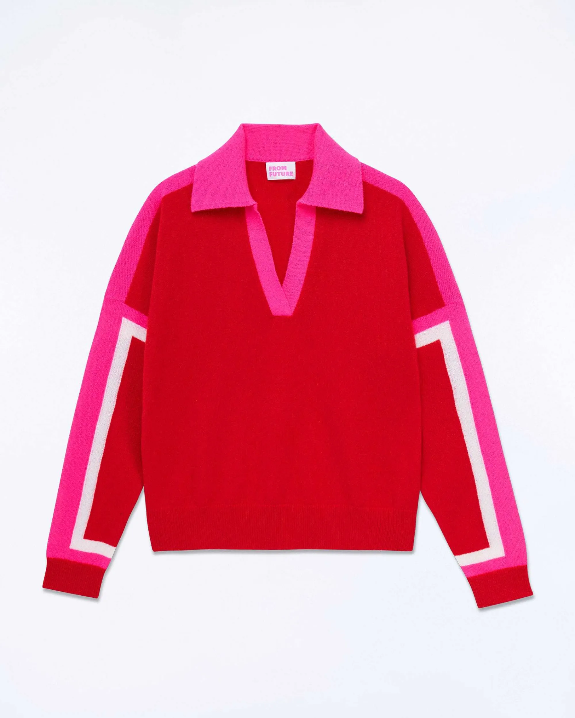 Sale FROM FUTURE Pull Col Polo Tricolore Perfect Red