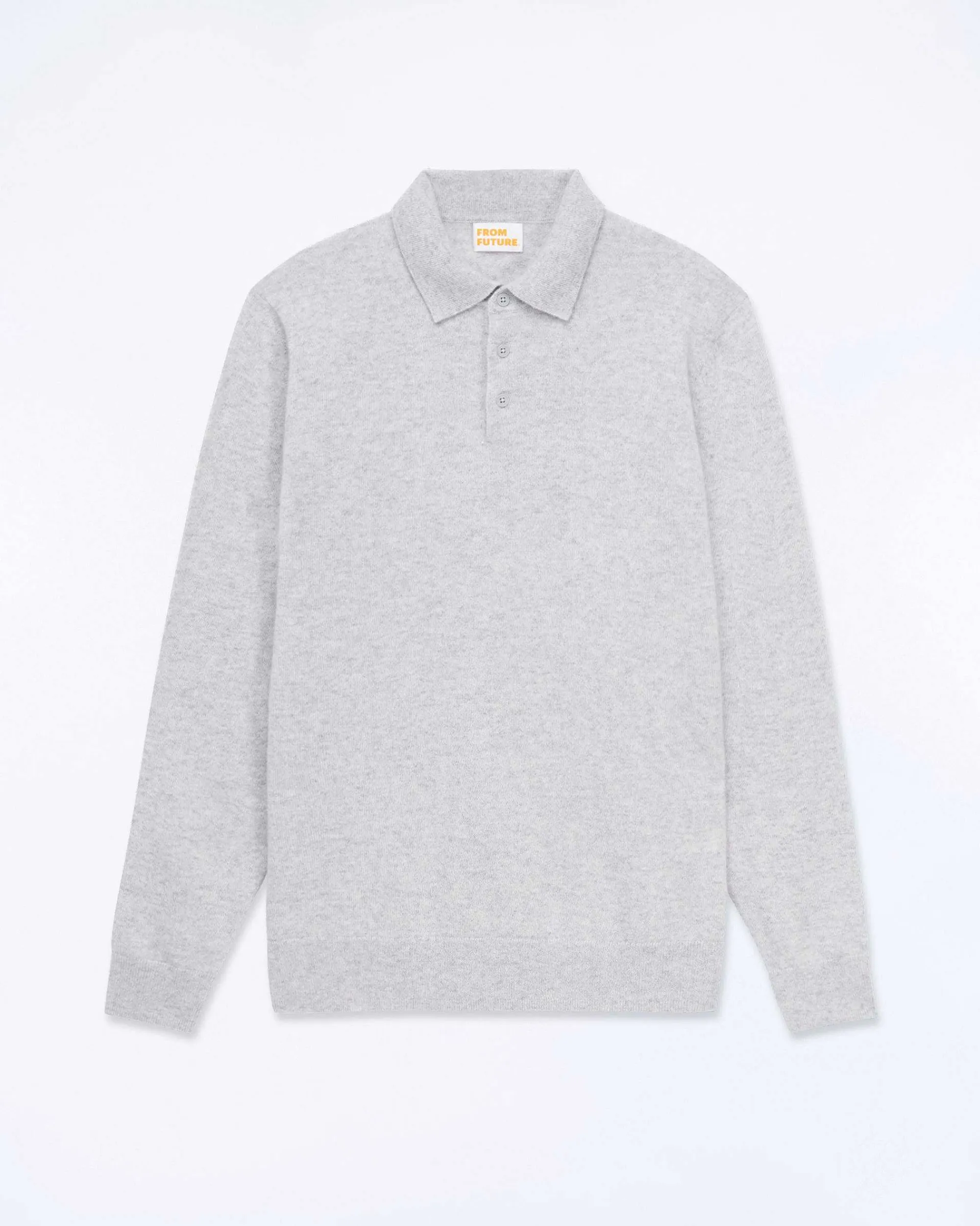 Outlet FROM FUTURE Pull Col Polo Uni Gris Chine Clair