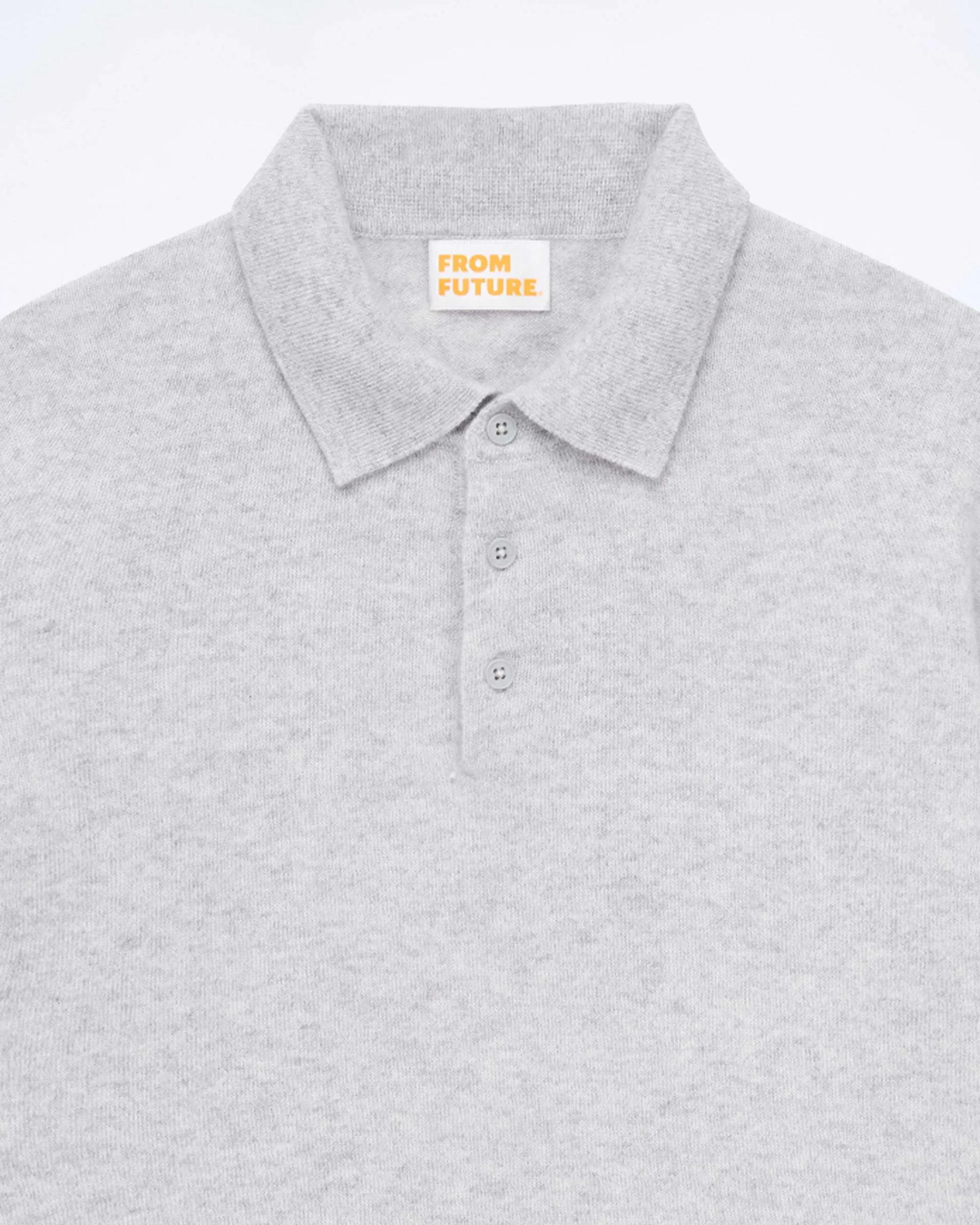 Outlet FROM FUTURE Pull Col Polo Uni Gris Chine Clair