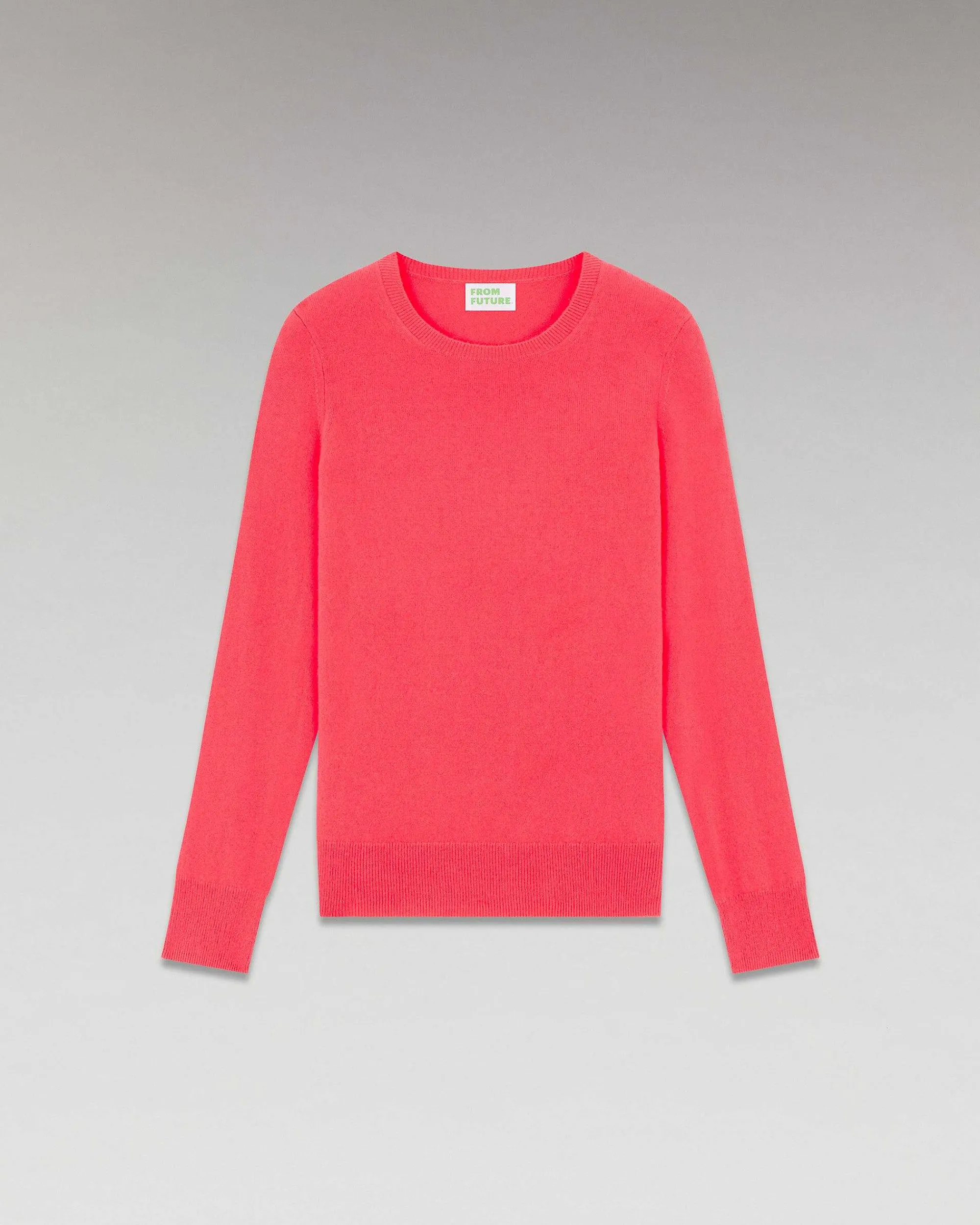 New FROM FUTURE Pull Col Rond Basique Coral Pink