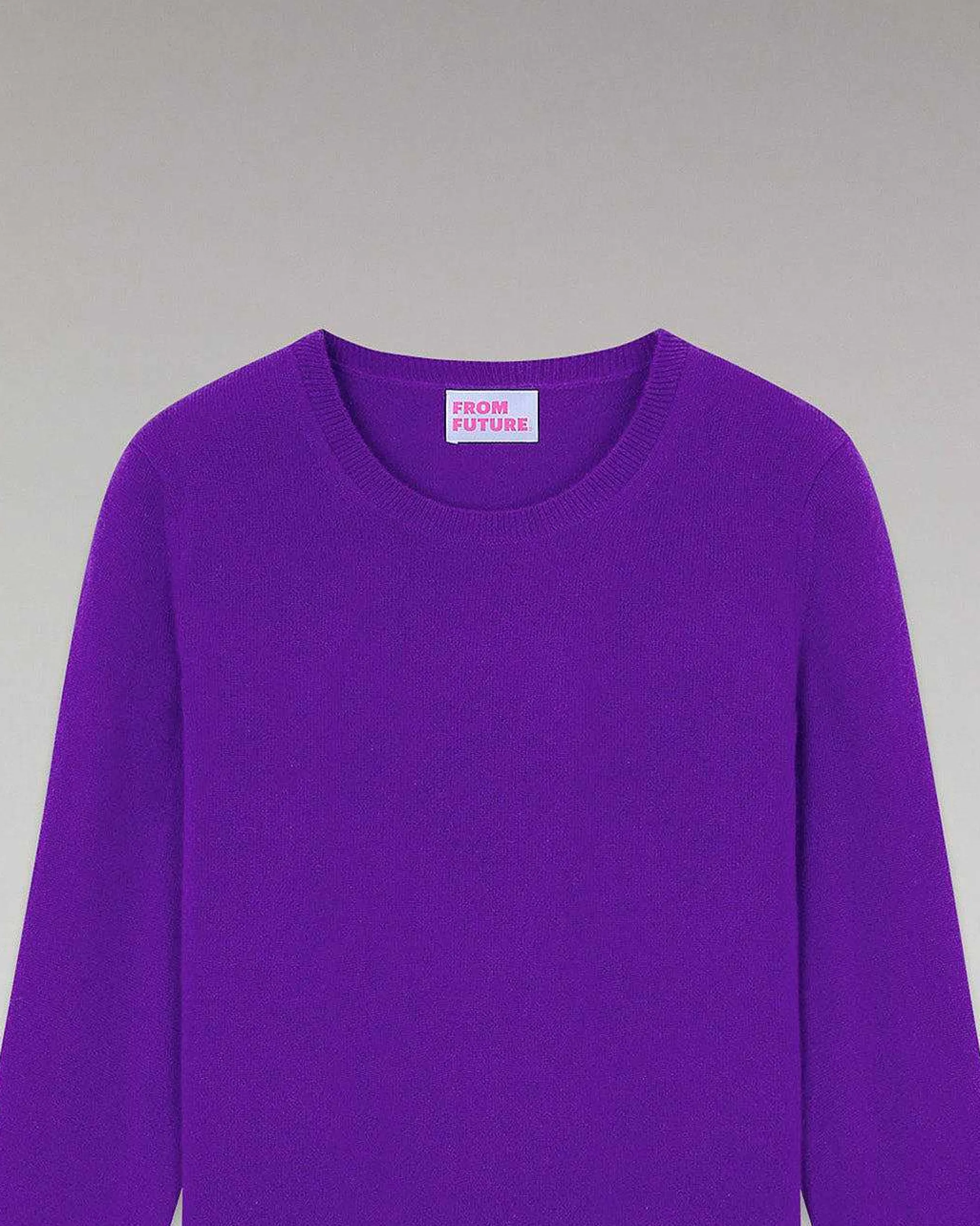 Sale FROM FUTURE Pull Col Rond Basique Violet Fluo