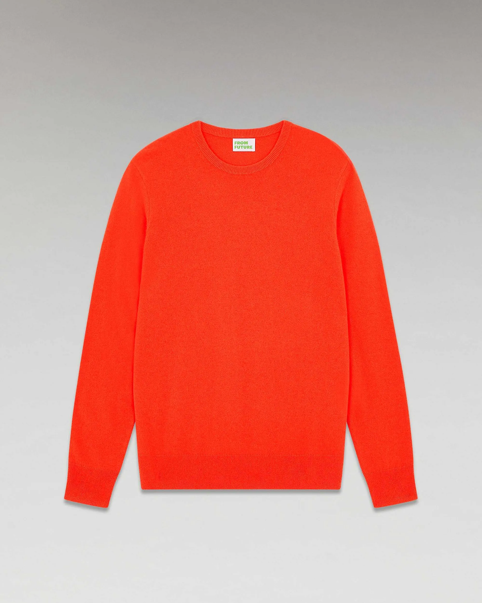 Outlet FROM FUTURE Pull Col Rond Basique Neon Orange