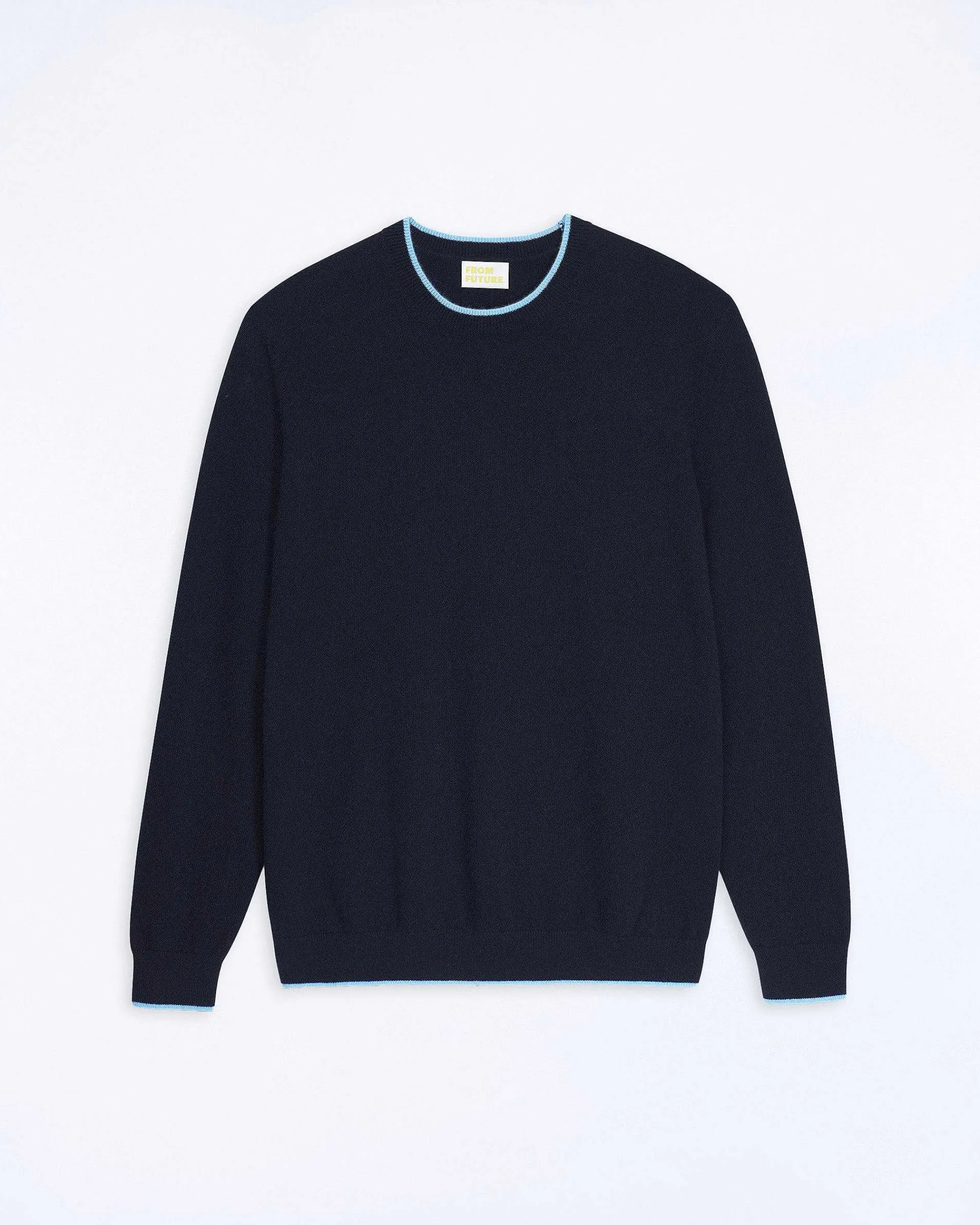 Fashion FROM FUTURE Pull Col Rond Bord Contraste Navy