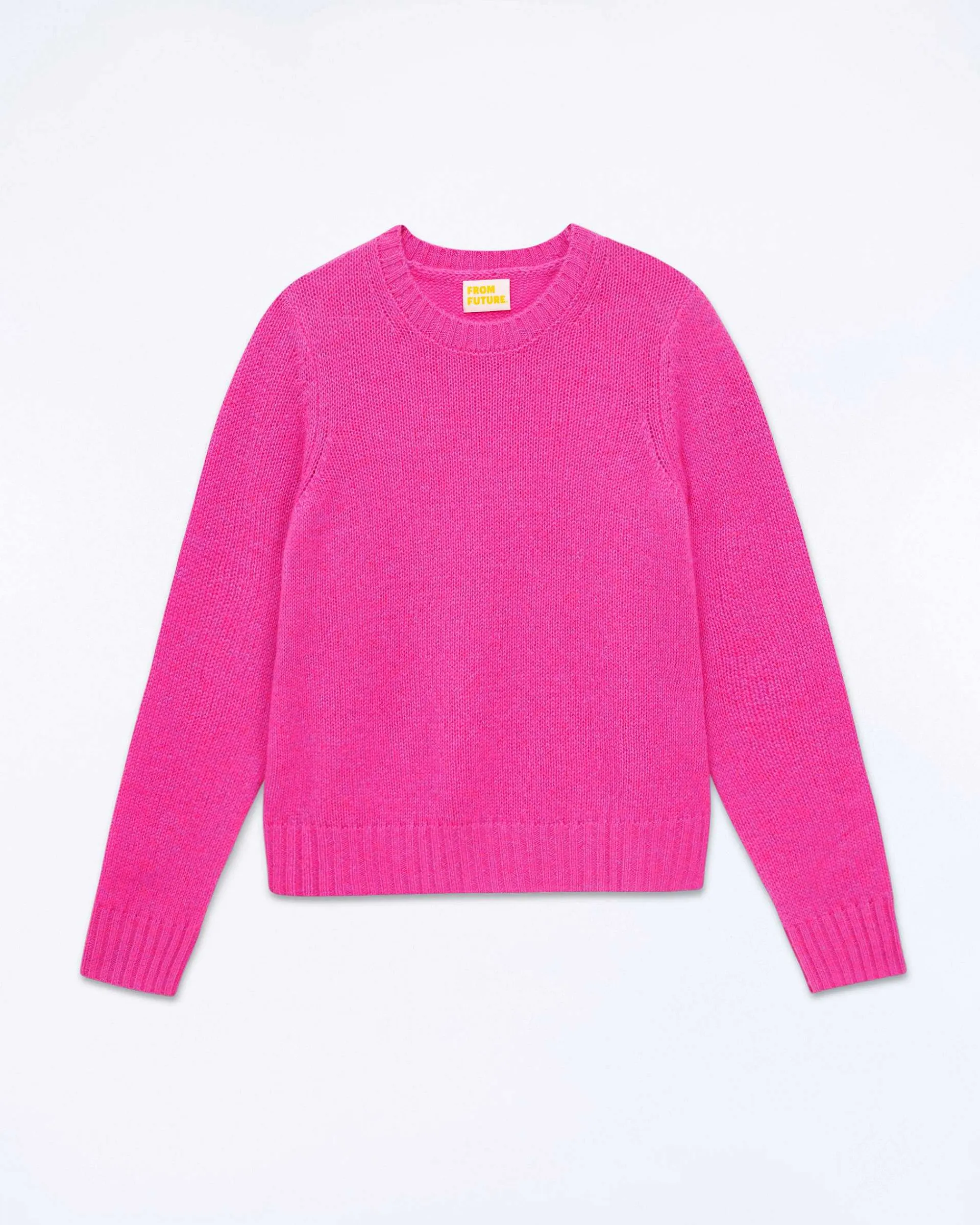 Discount FROM FUTURE Pull Col Rond Court Fuschia Pink Mouline