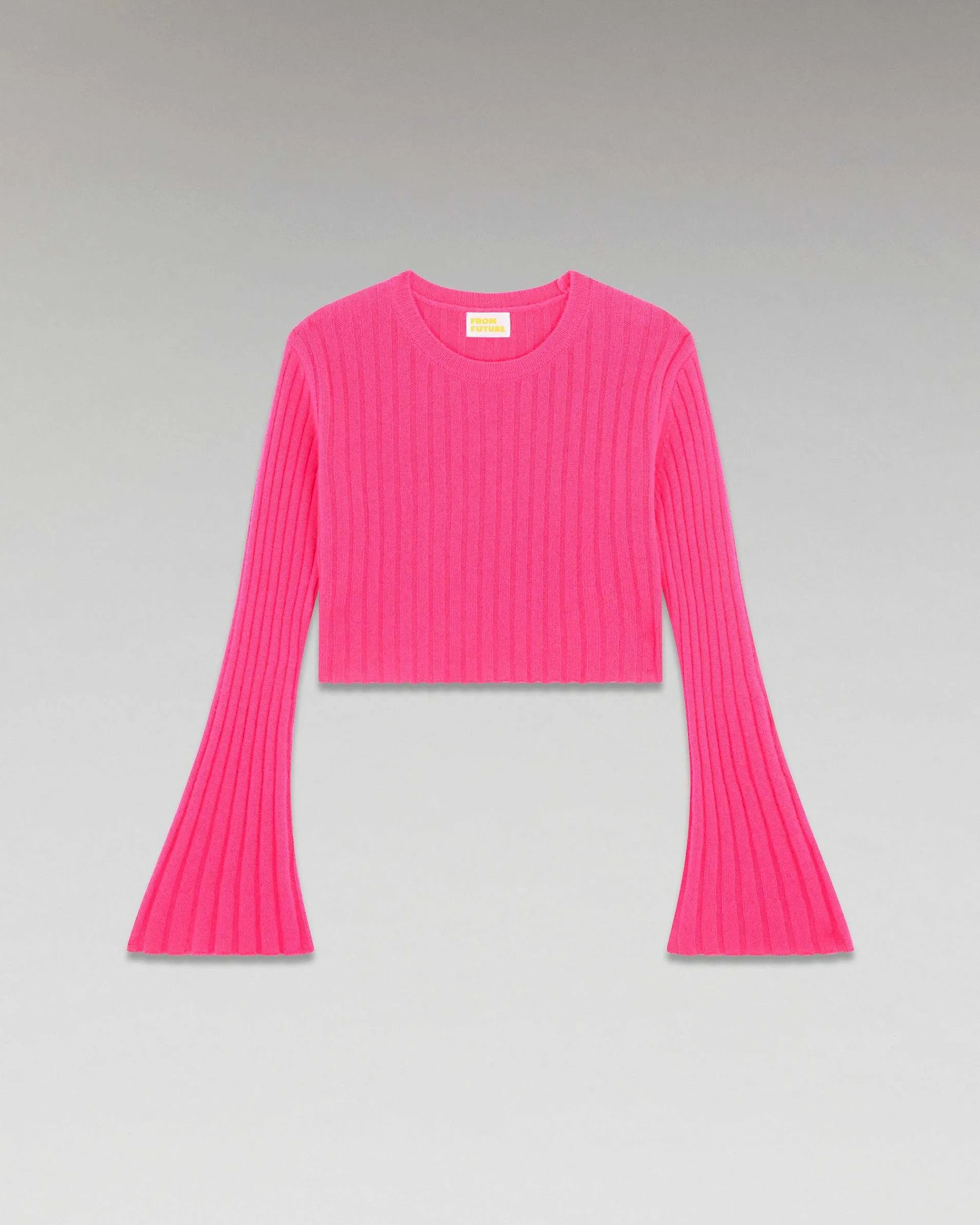 Cheap FROM FUTURE Pull Col Rond Court Manches Evasees Winter Fuschia