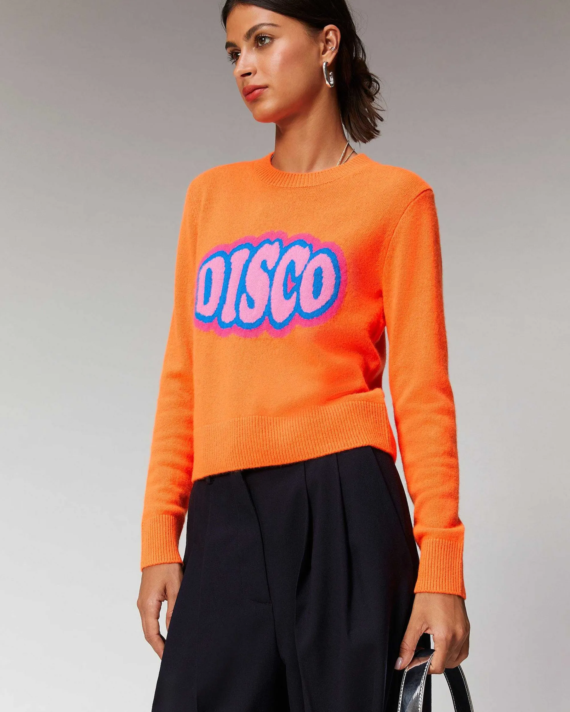 Best Sale FROM FUTURE Pull Col Rond Disco Leger Disco Orange