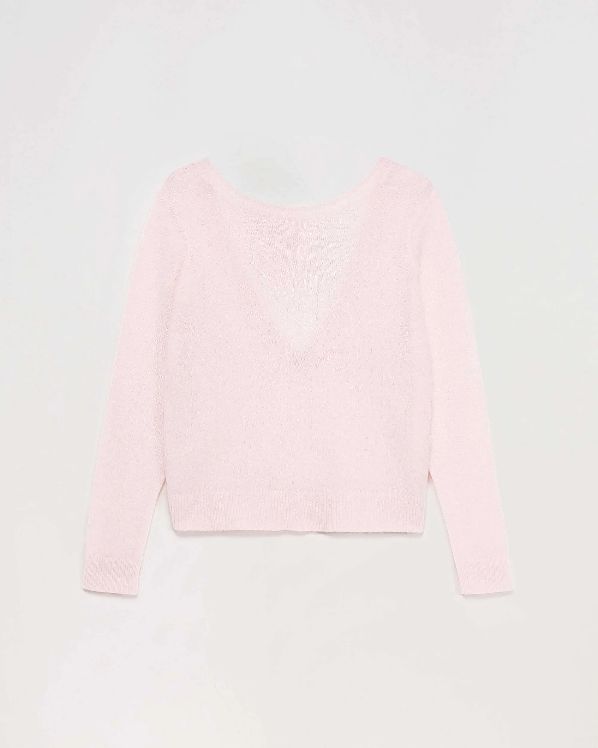 Online FROM FUTURE Pull Col Rond Dos Nu Leger Rose Poudre