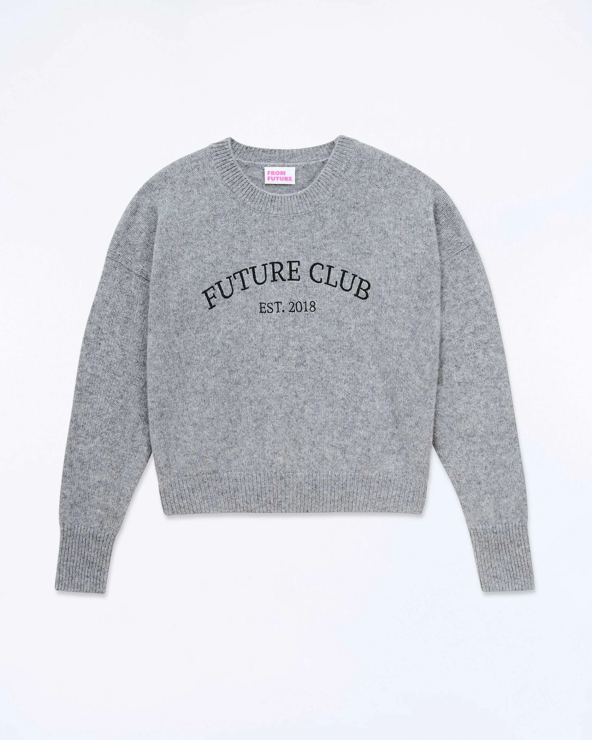 Cheap FROM FUTURE Pull Col Rond Future Gris Chine Fonce