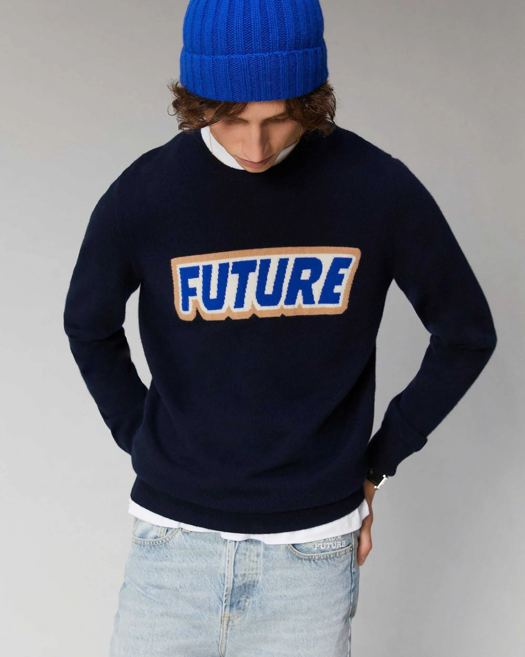 Cheap FROM FUTURE Pull Col Rond Future Navy