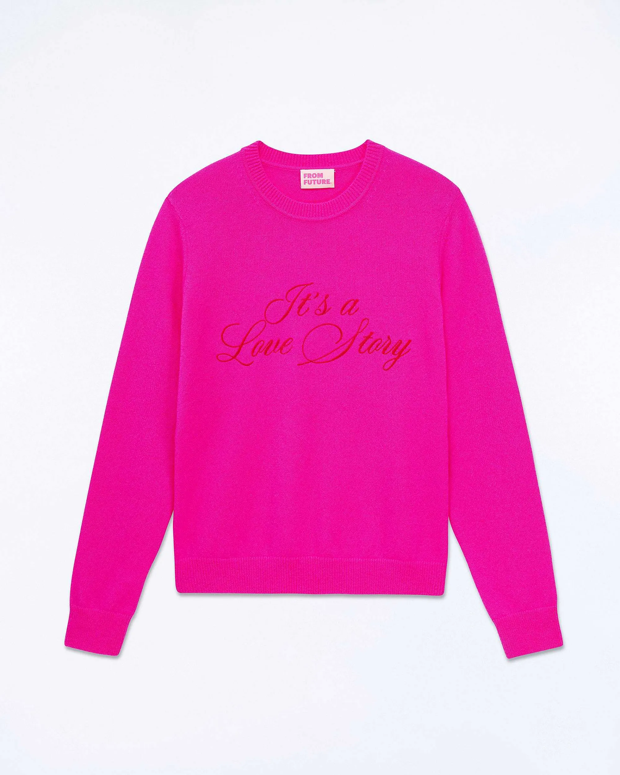 Online FROM FUTURE Pull Col Rond It'S A Love Story Flash Pink