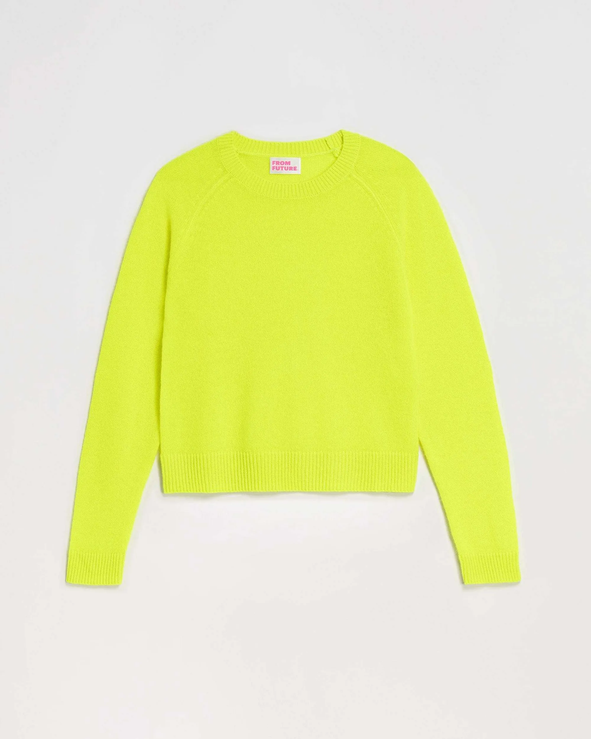 Cheap FROM FUTURE Pull Col Rond Leger Jaune Fluo