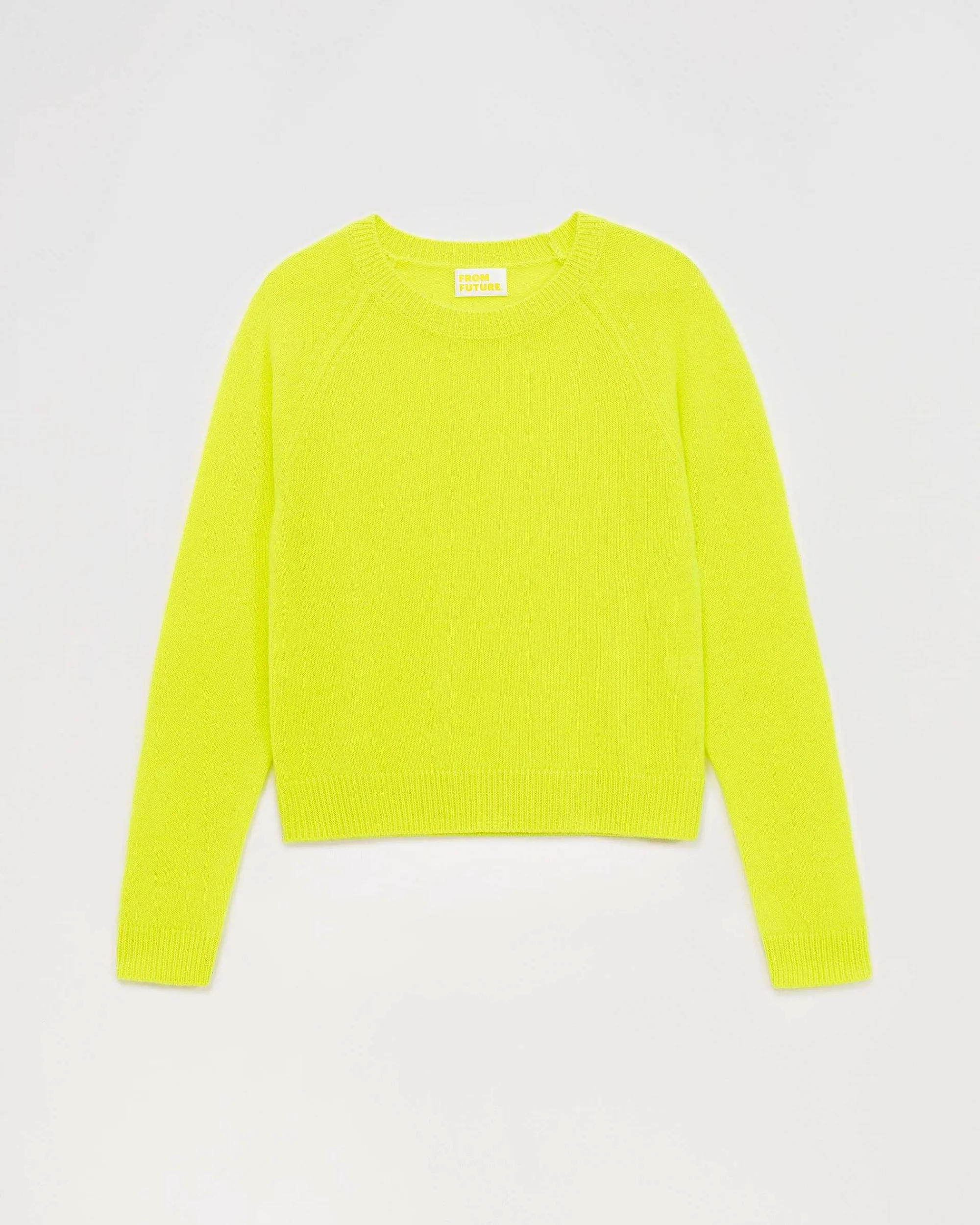 Clearance FROM FUTURE Pull Col Rond Leger Jaune Fluo