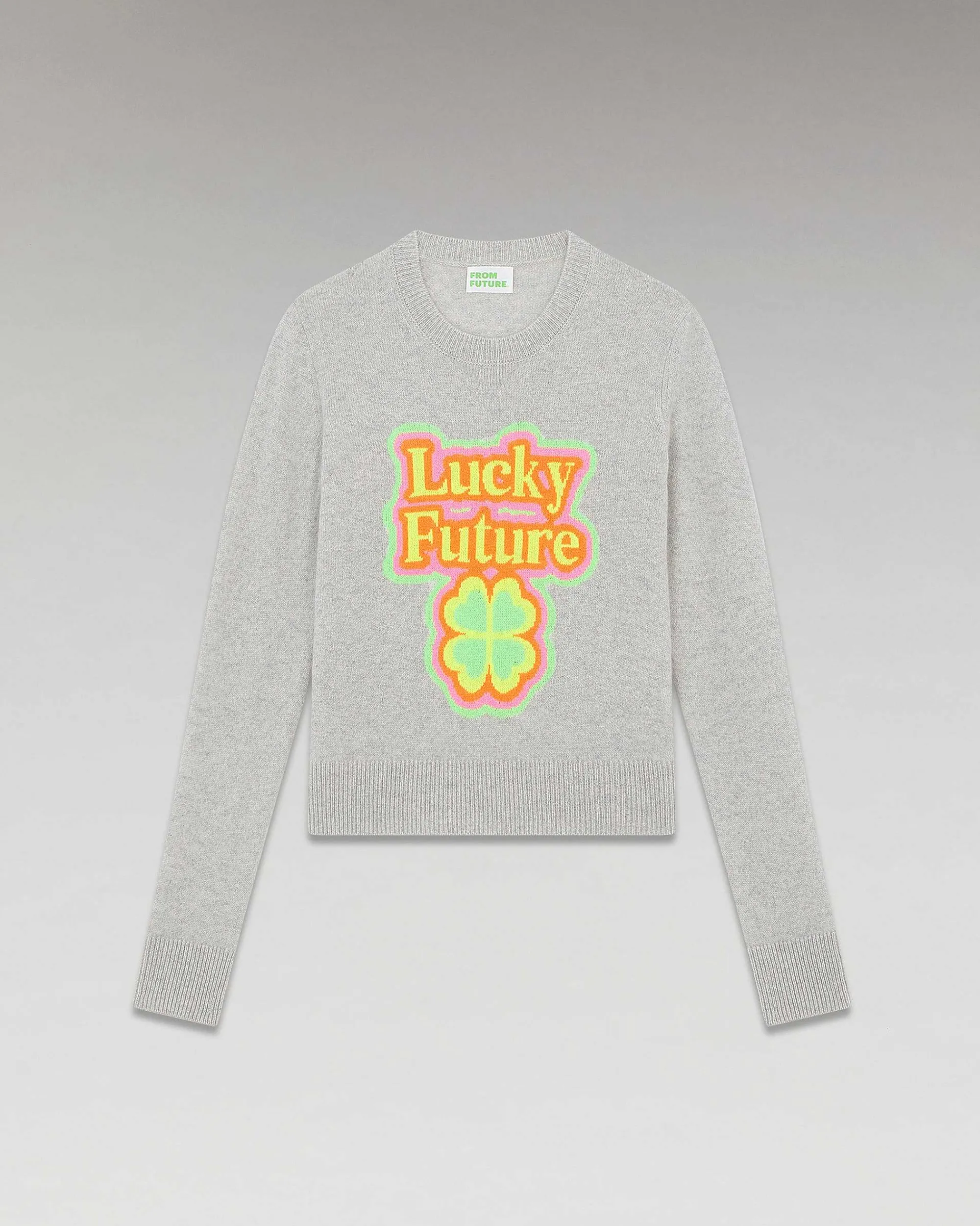 Discount FROM FUTURE Pull Col Rond Lucky Future Leger Gris Chine Clair