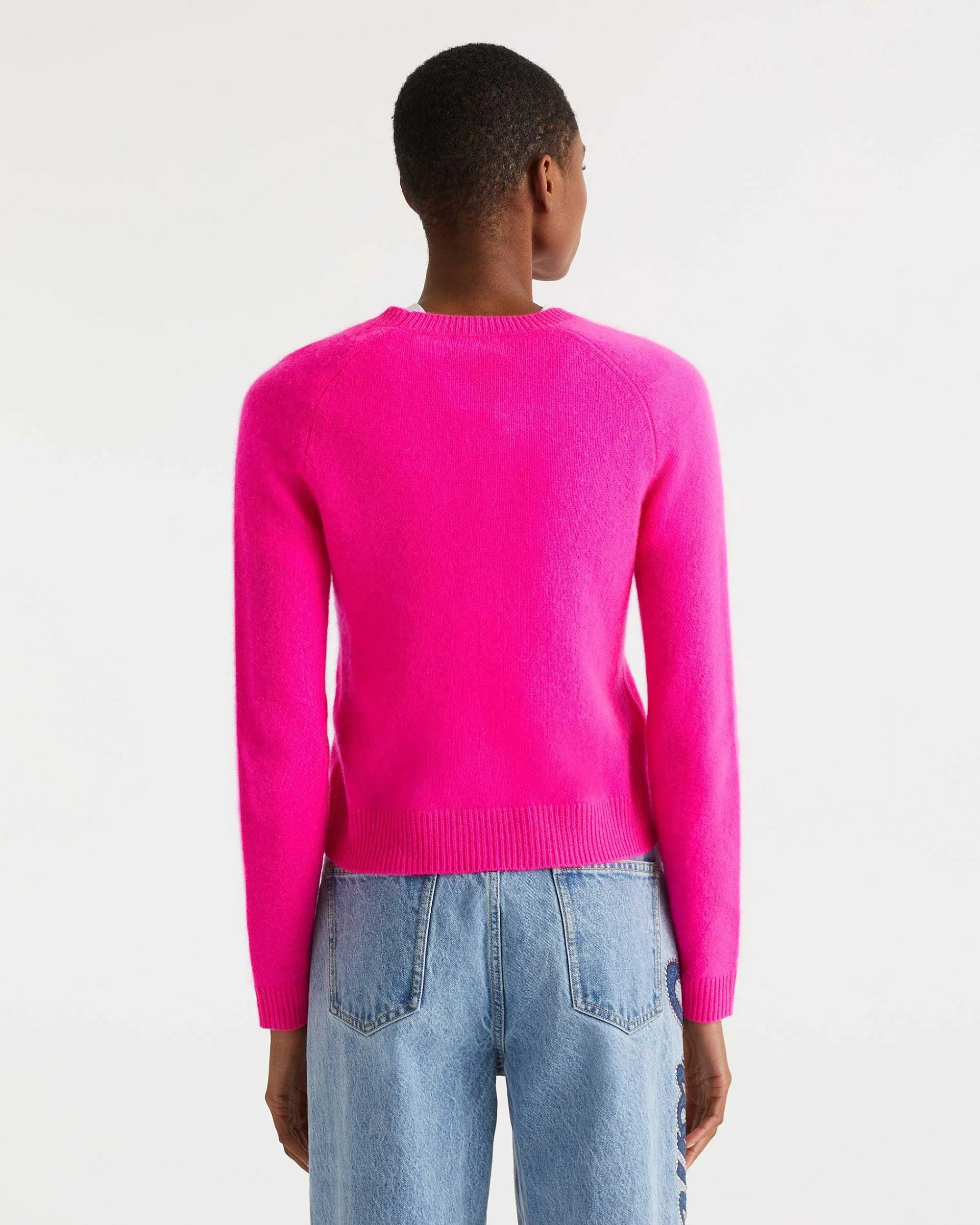 Shop FROM FUTURE Pull Col Rond Manches Raglan Light Flash Pink