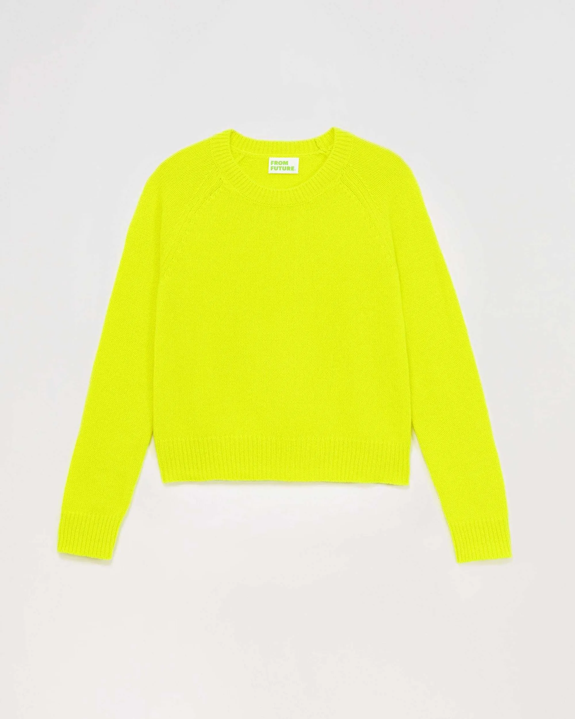 Cheap FROM FUTURE Pull Col Rond Raglan Jaune Fluo