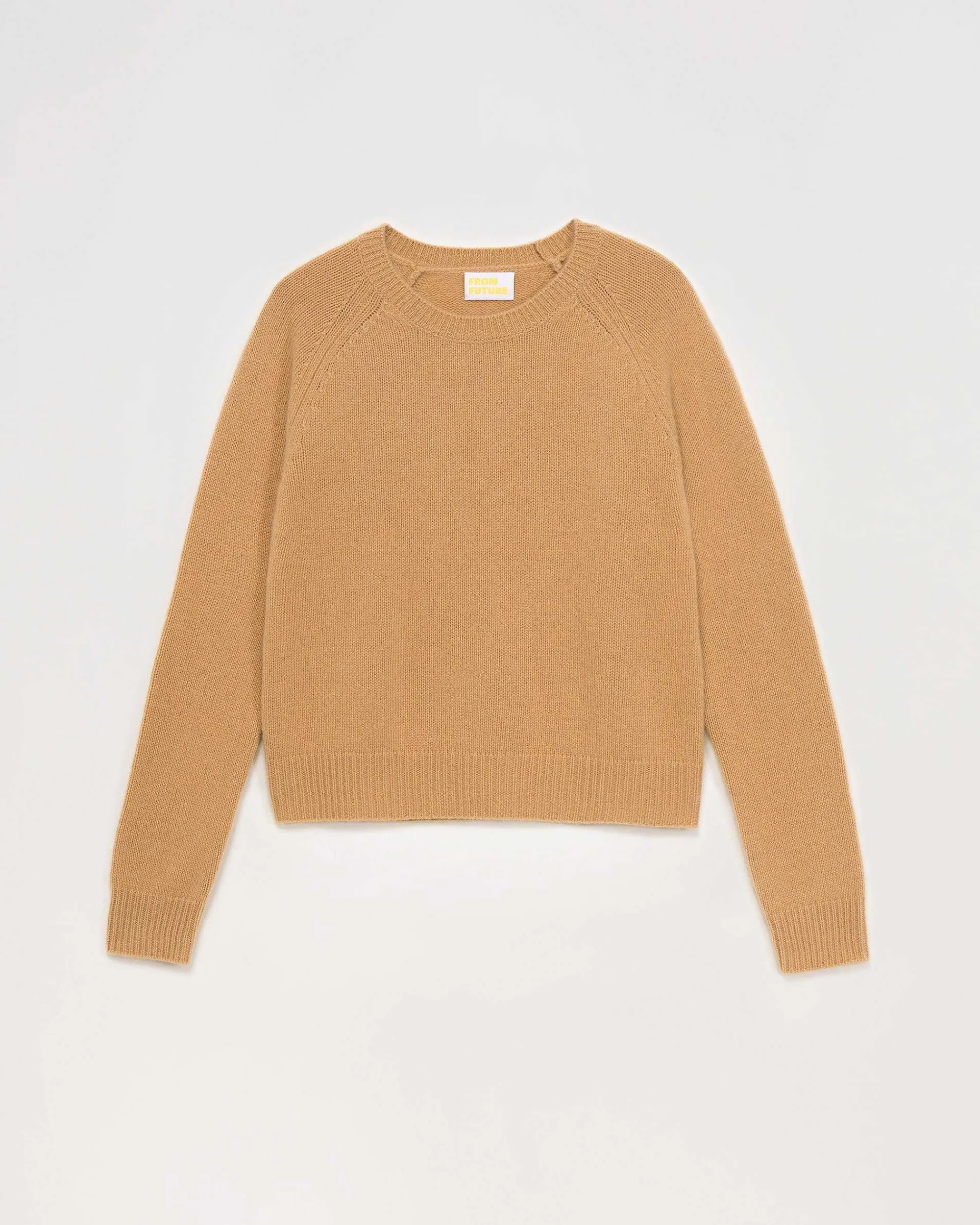 Hot FROM FUTURE Pull Col Rond Raglan Camel