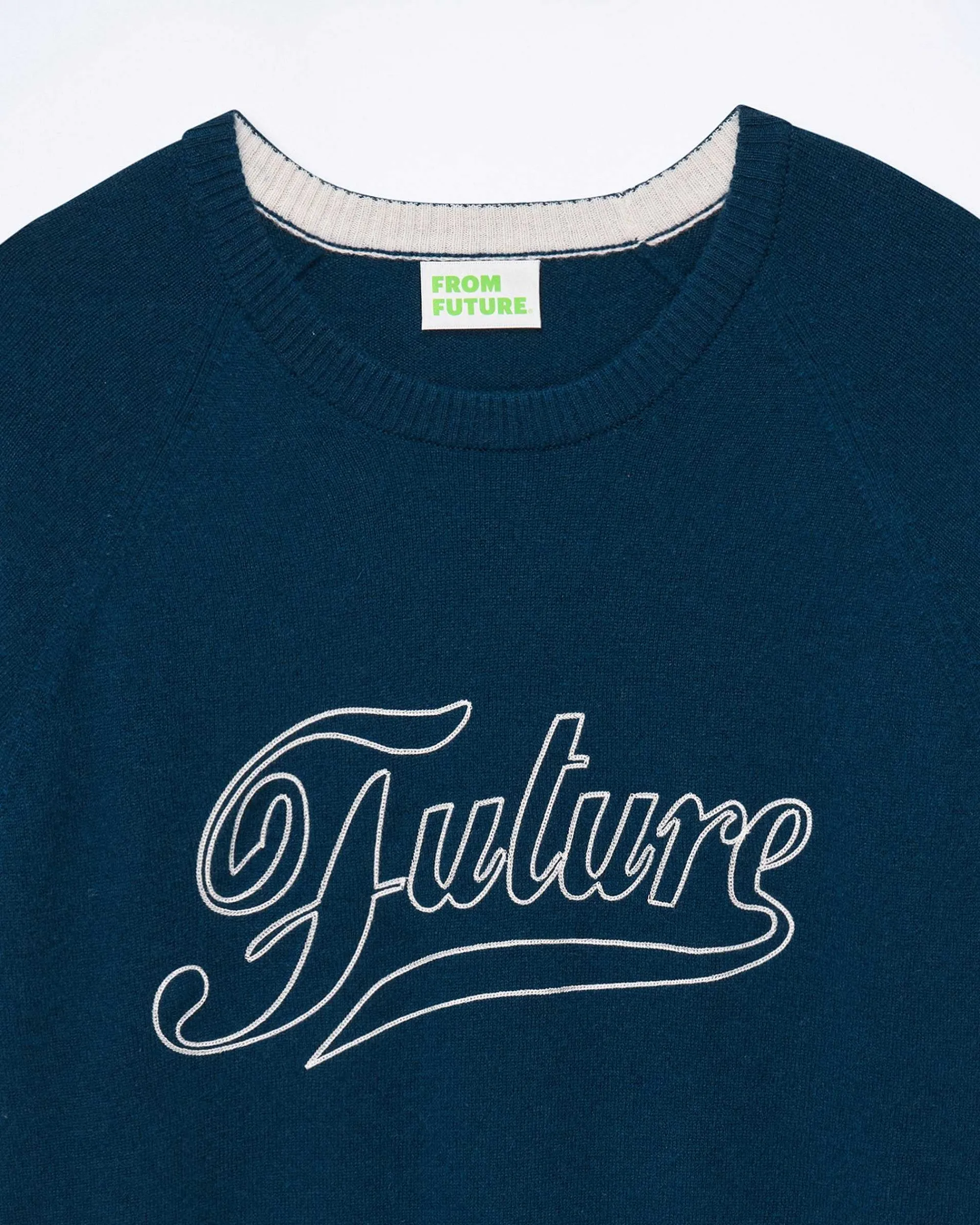 Sale FROM FUTURE Pull Col Rond Raglan Future Midnight Blue